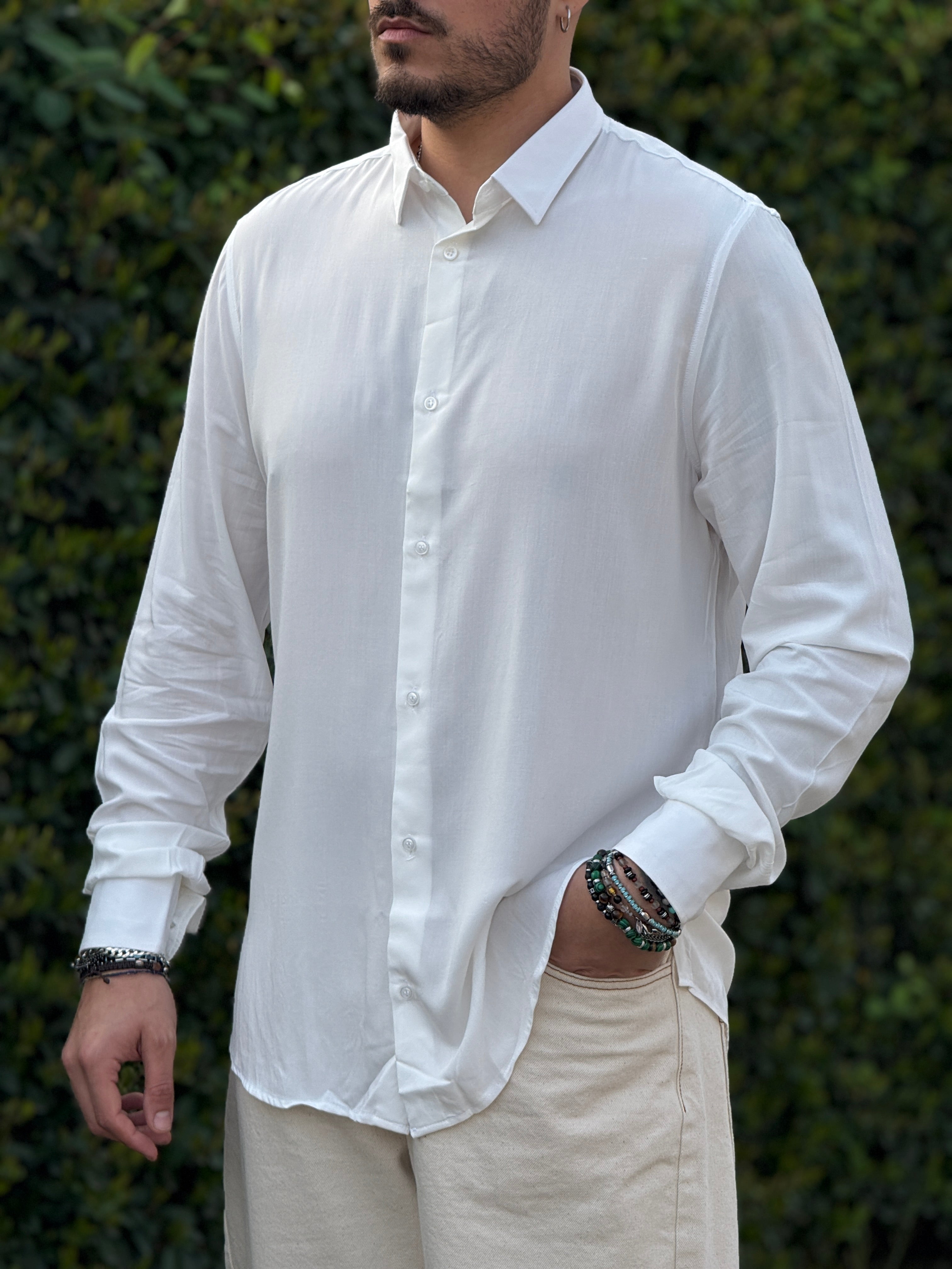 CAMICIA VISCOSA BIANCA NEW JOB BRAND