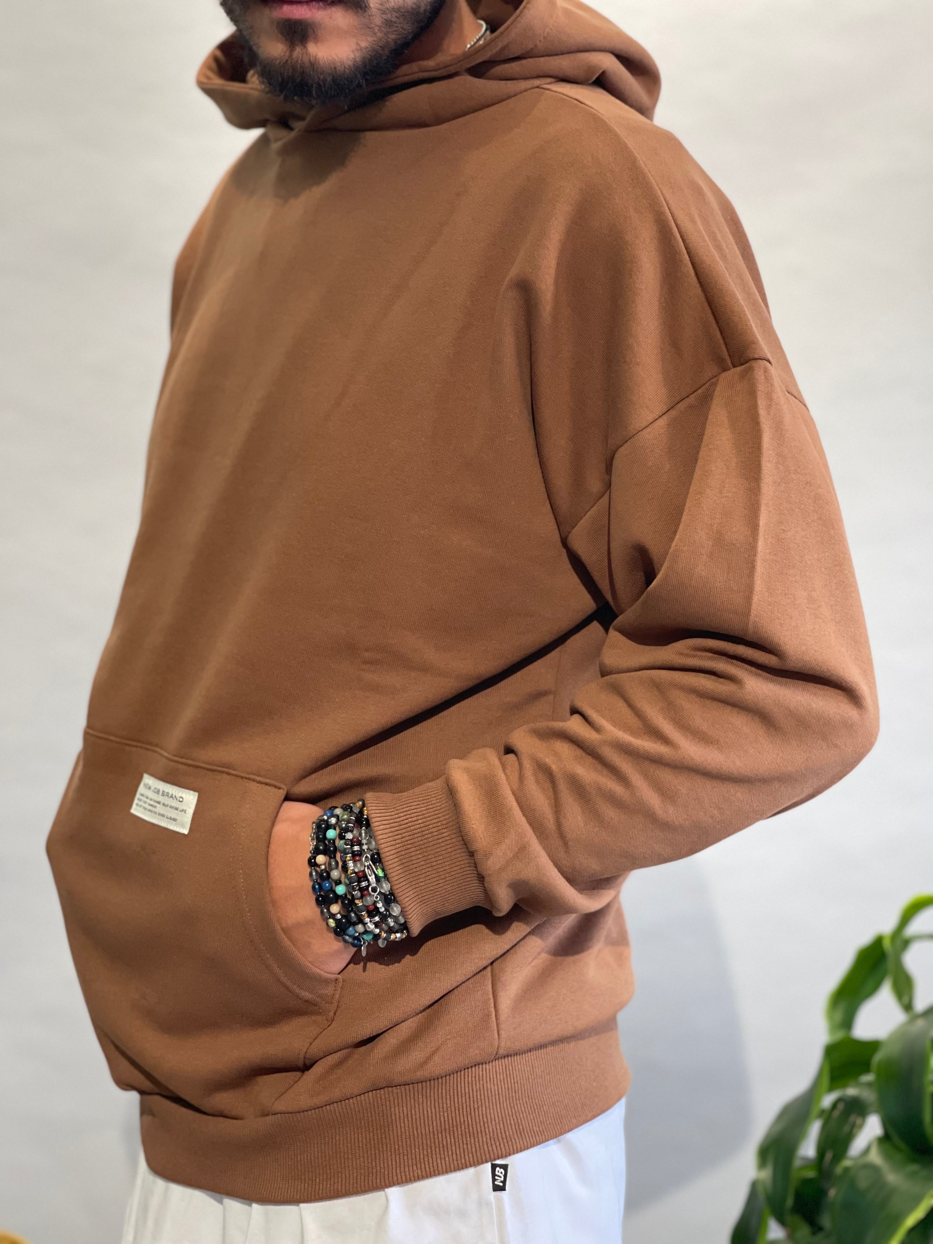 FELPA MARRONE CON CAPPUCCIO NEW JOB BRAND