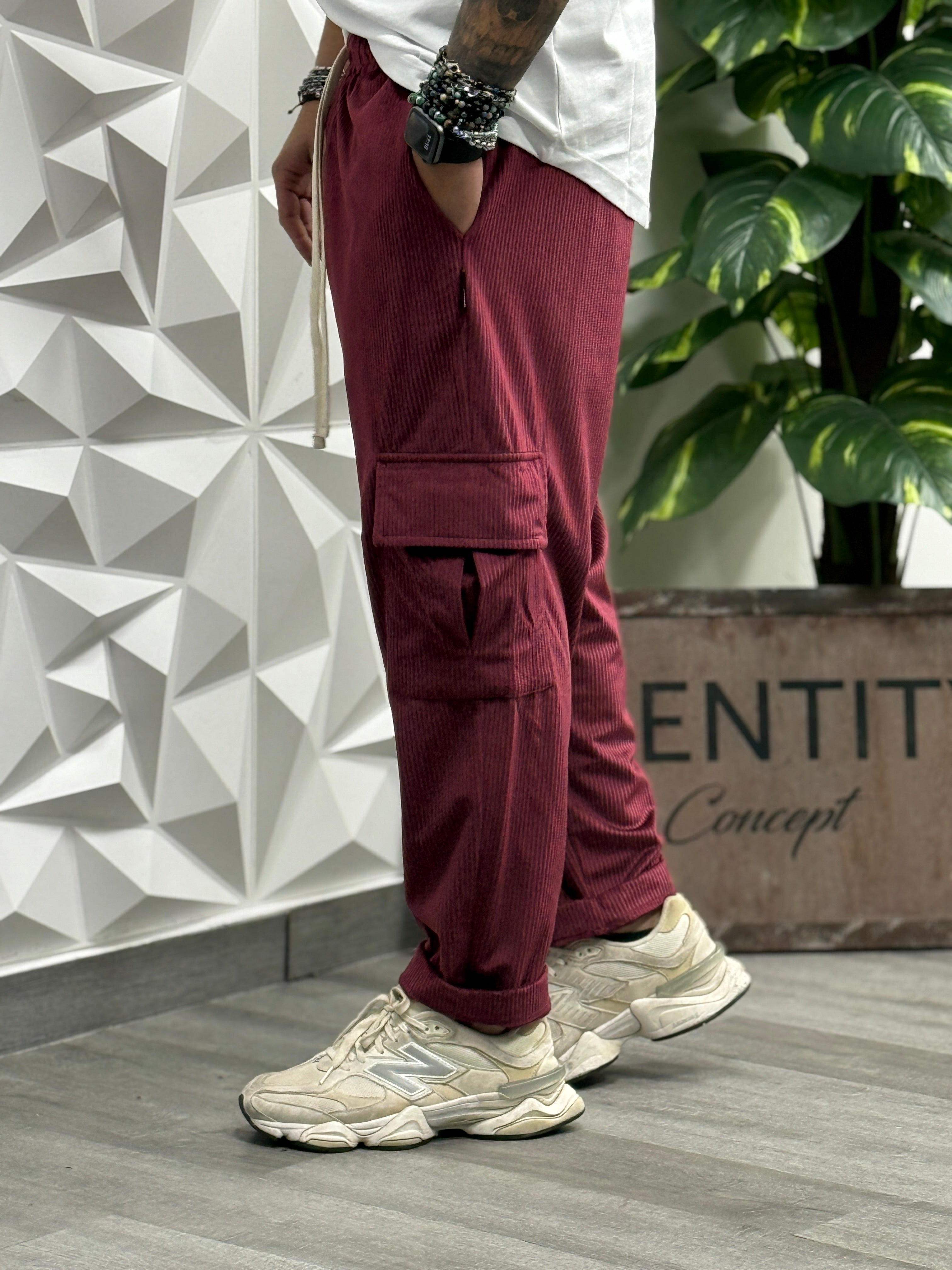 Pantalaccio velvet cargo regular bordeaux new job brand
