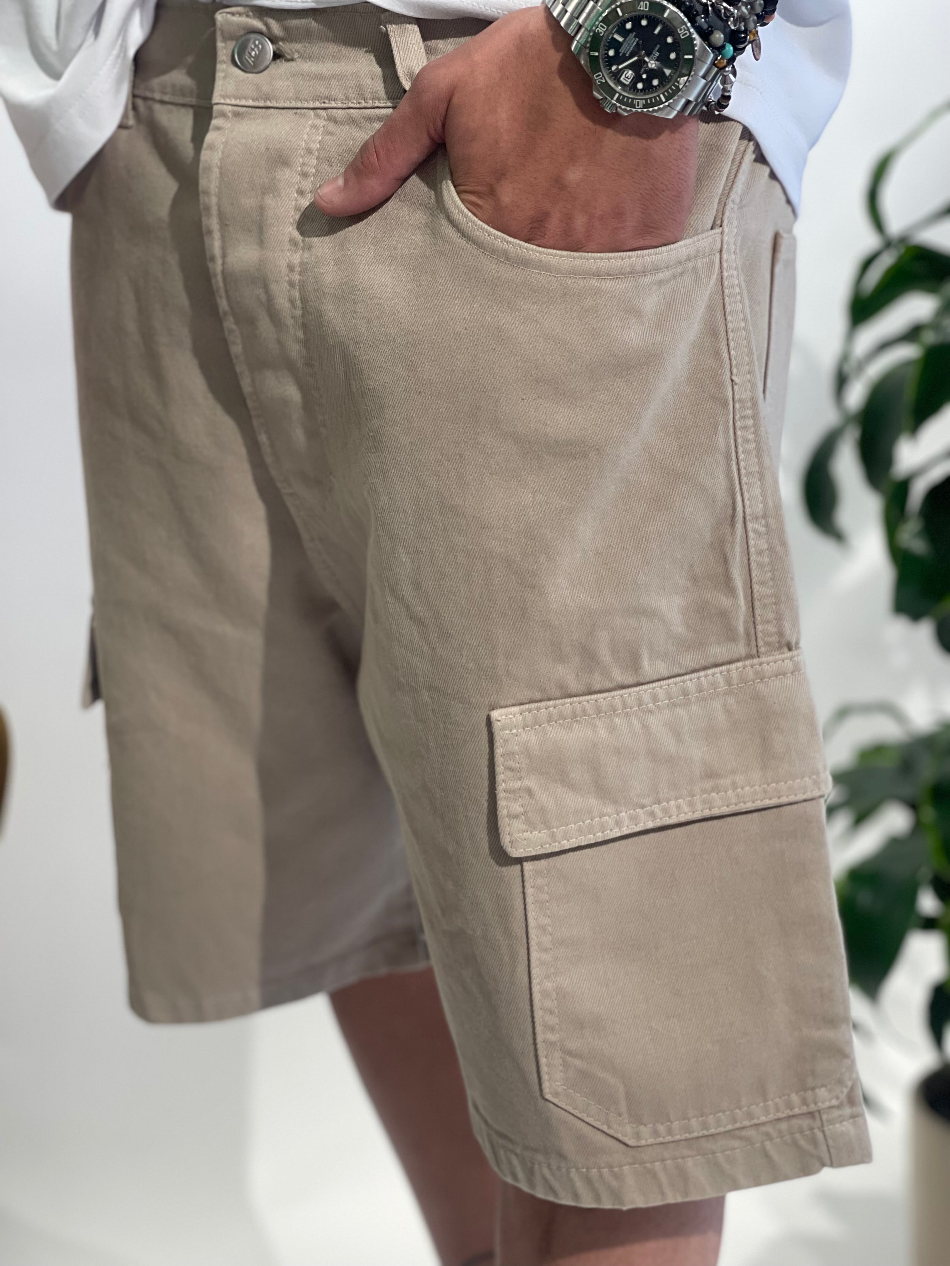 BERMUDA CARGO JEANS BEIGE NJB