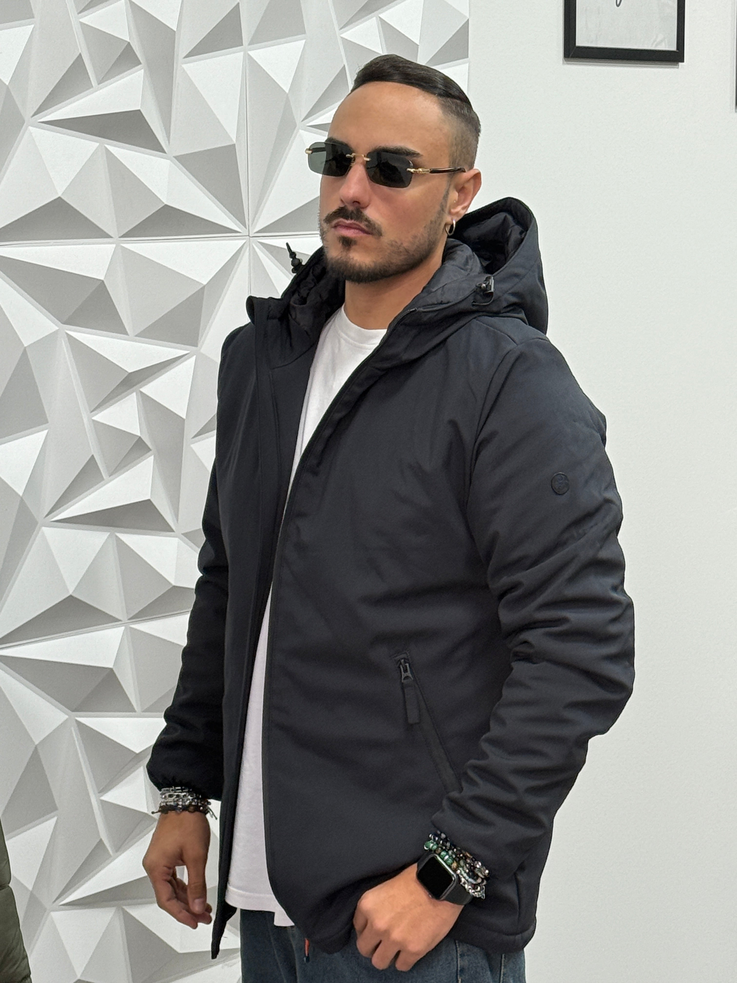 BOMBER HIRO TESSUTO TECNICO BLU CAPPUCCIO
