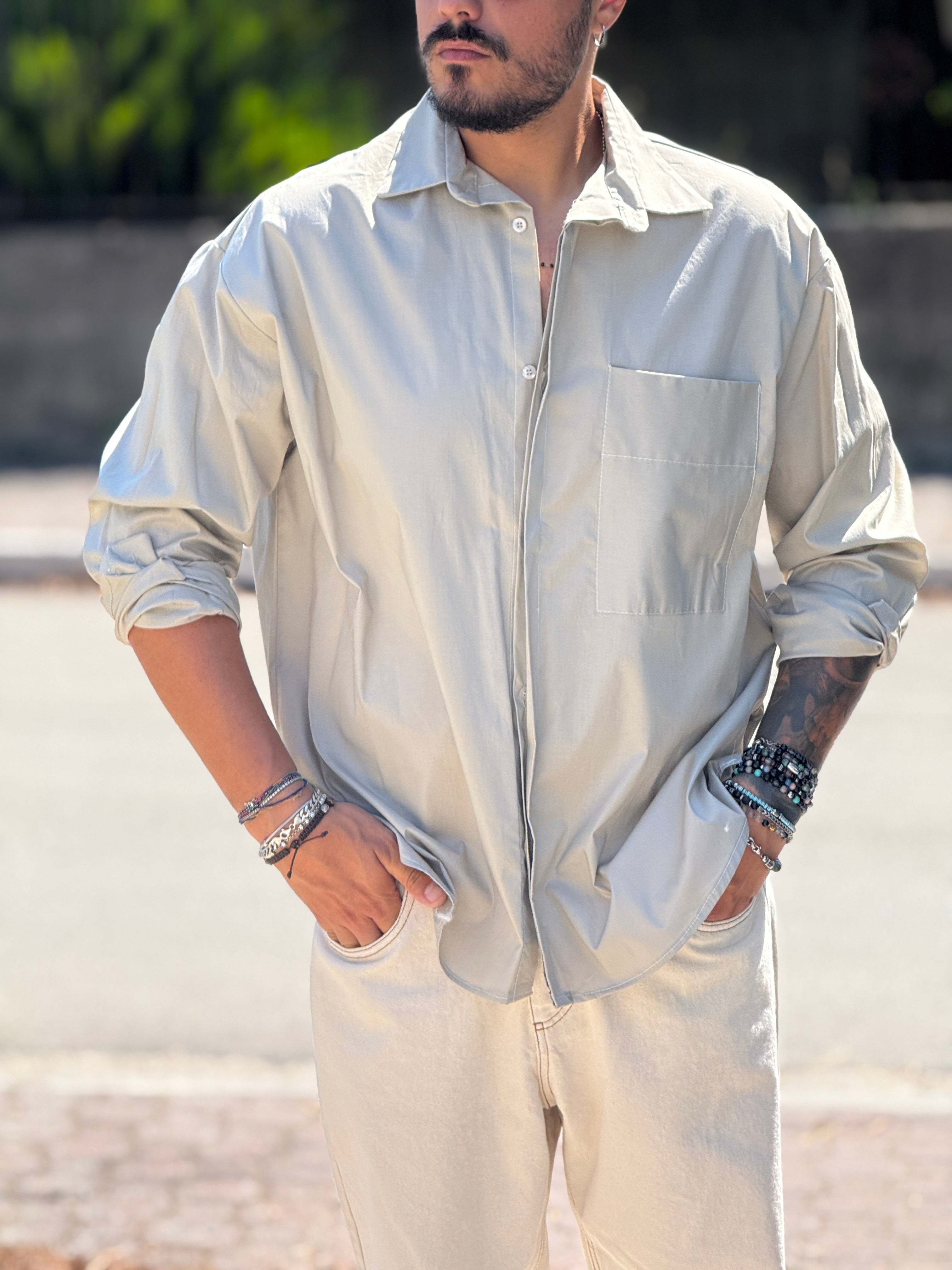 CAMICIA OVERSIZE BEIGE NEW JOB BRAND