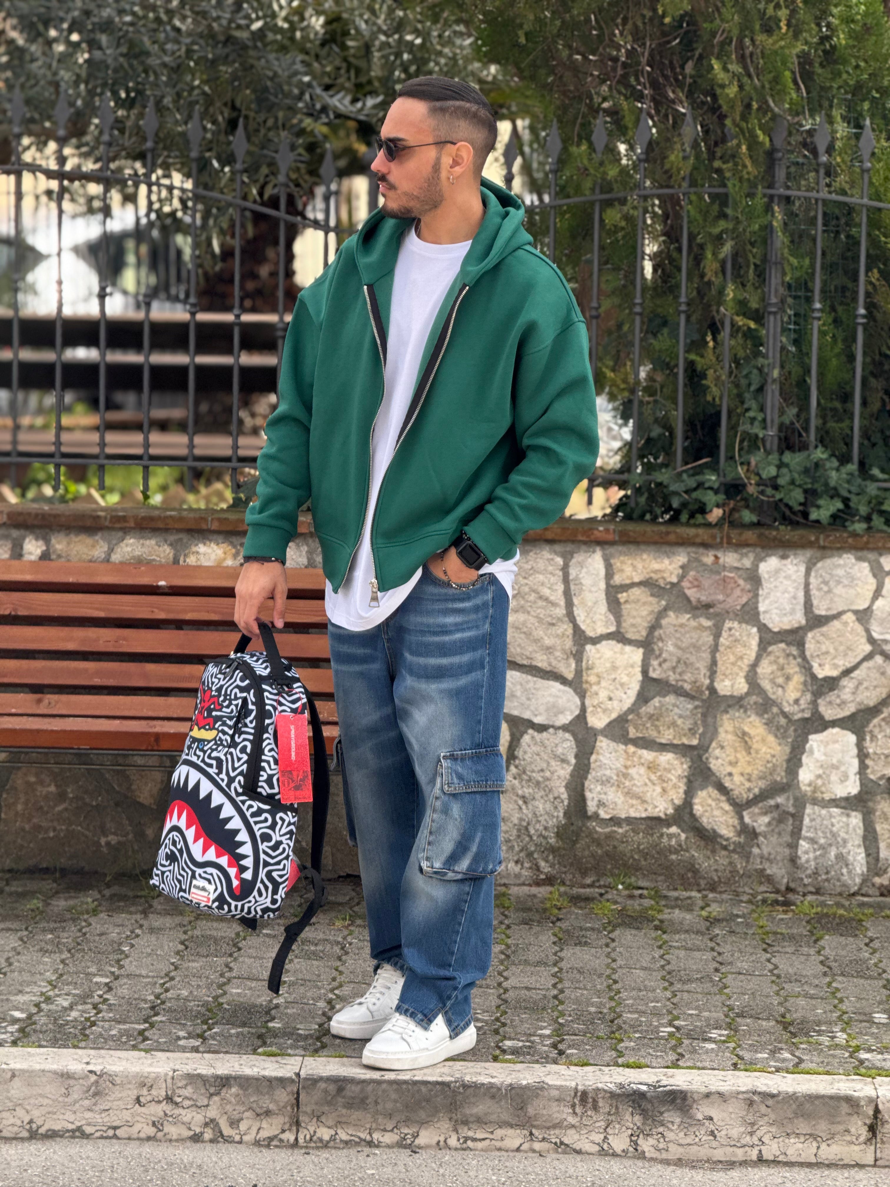 FELPA OVERSIZE CON ZIP NEW JOB BRAND