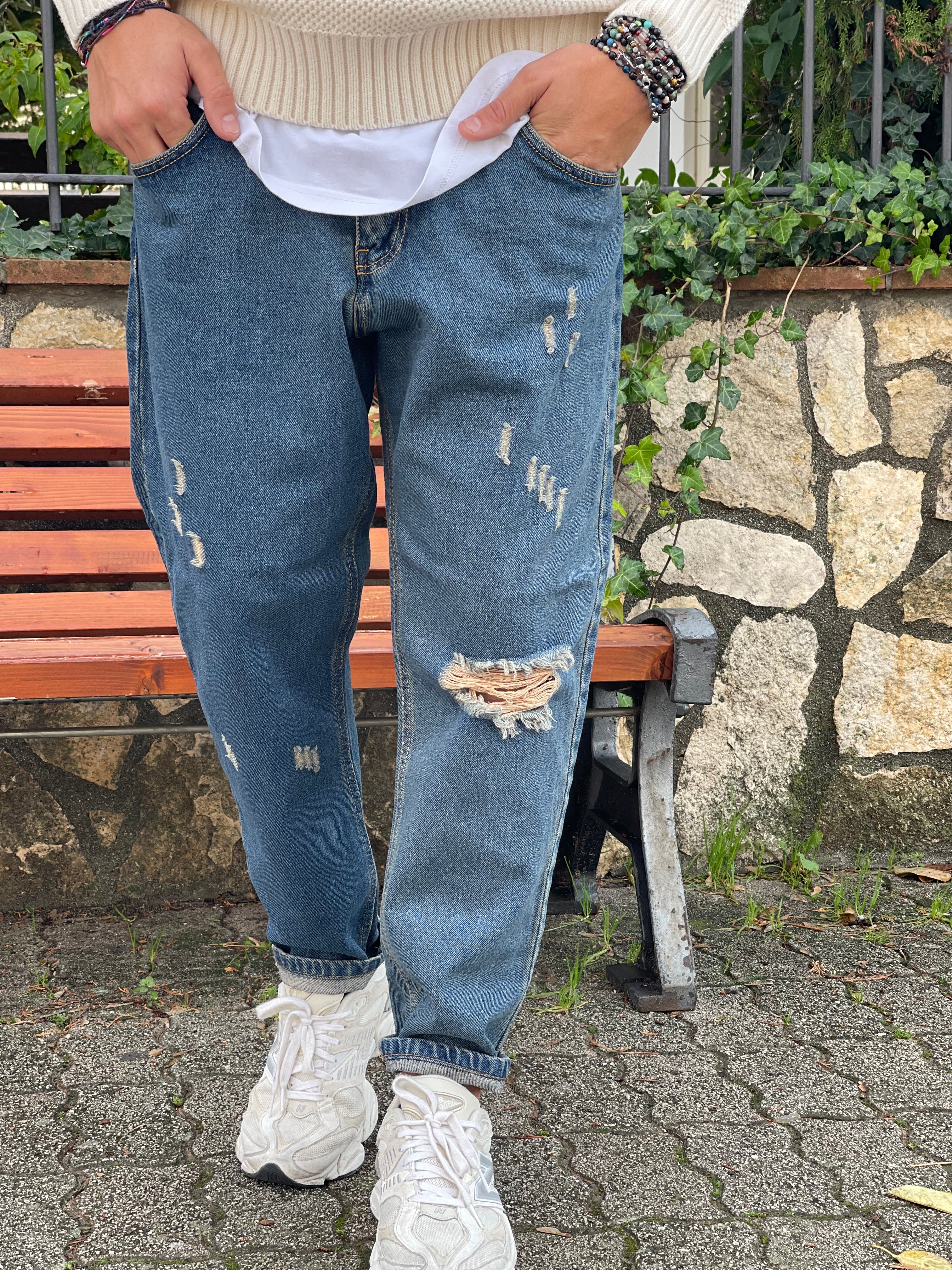 JEANS NEW JOB BRAND SABBIATO CON STRAPPI