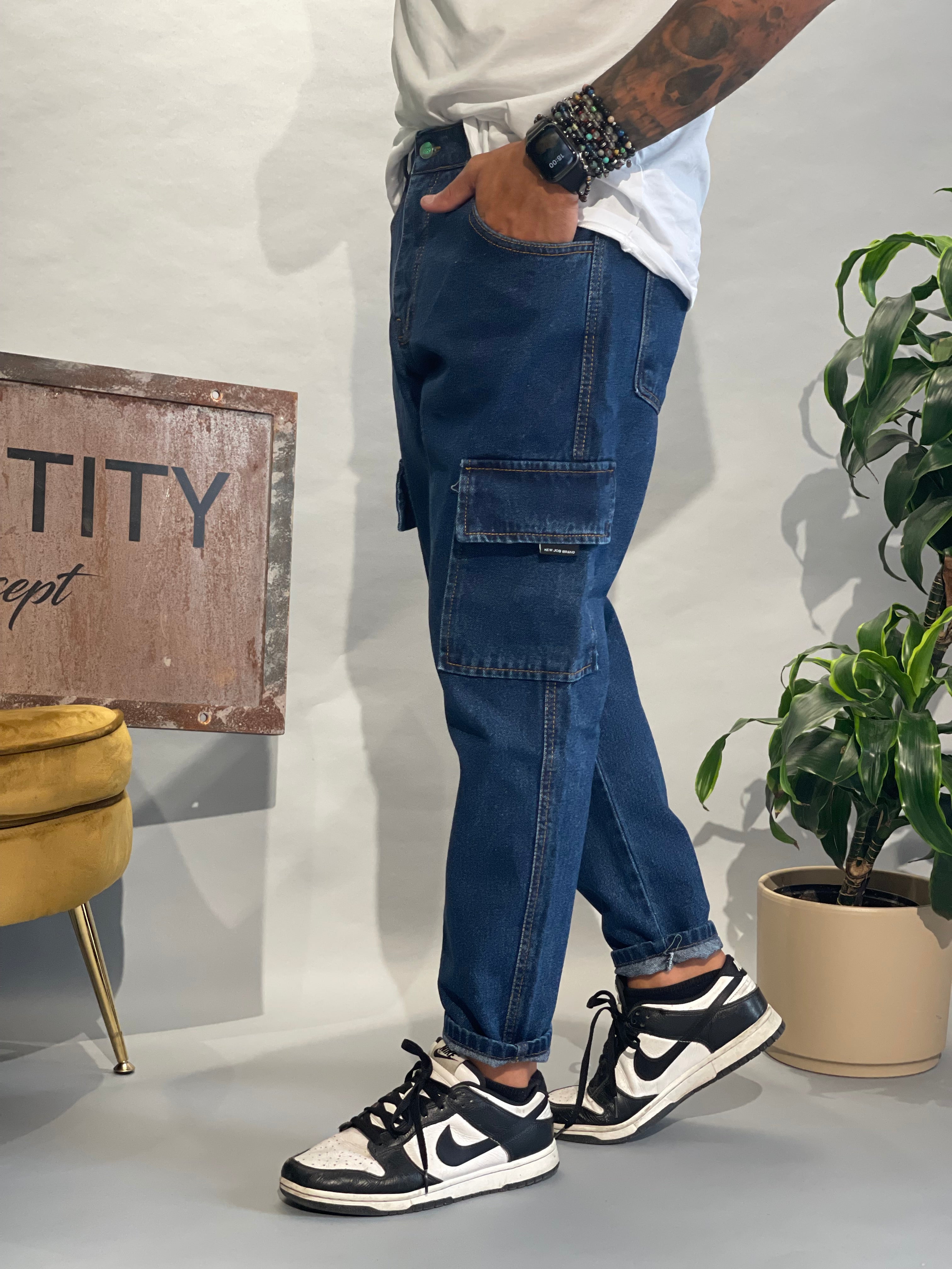 Cargo Jeans Lavaggio Scuro NJB