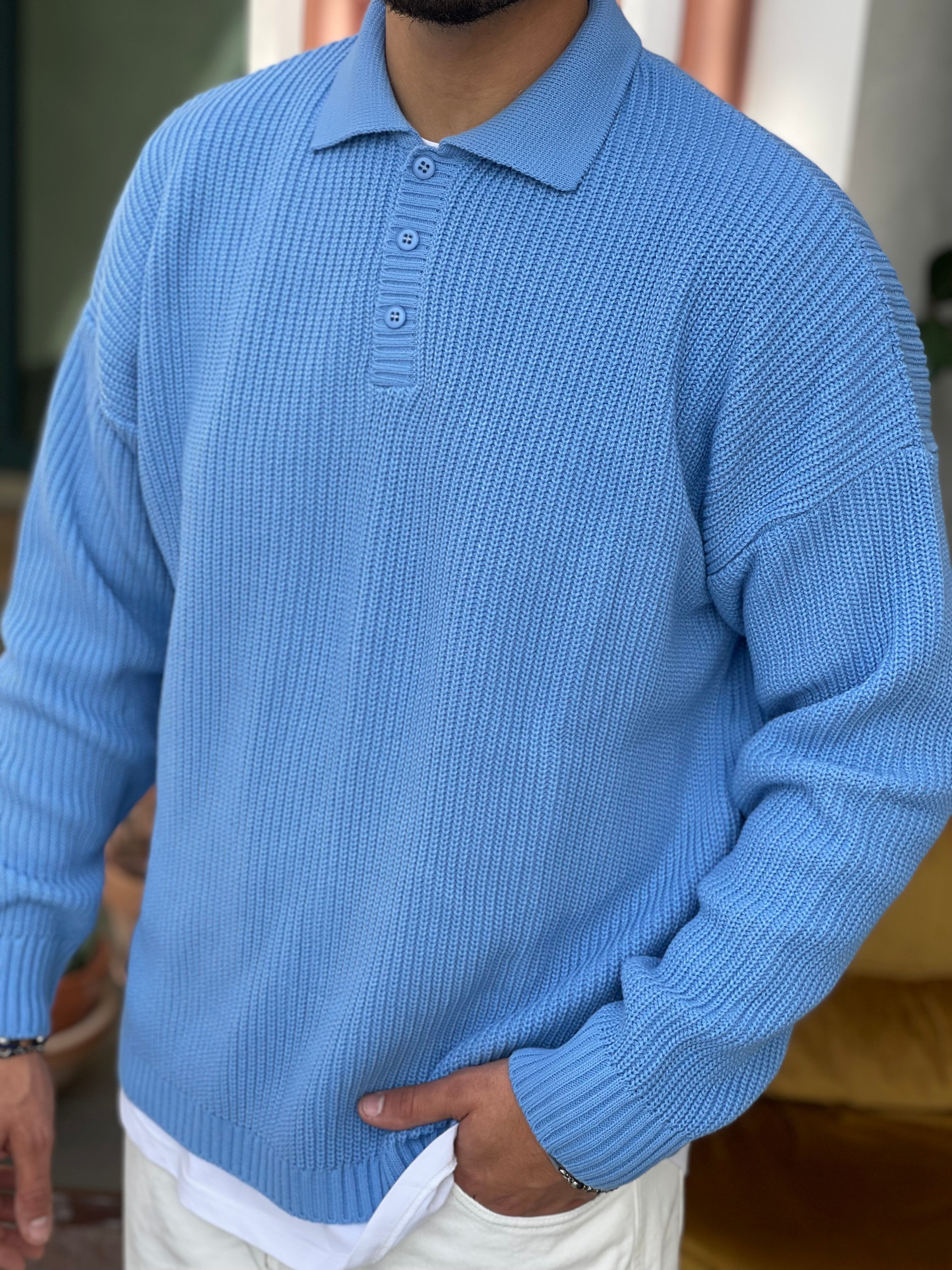 POLO OVERISIZE CELESTE NEW JOB BRAND