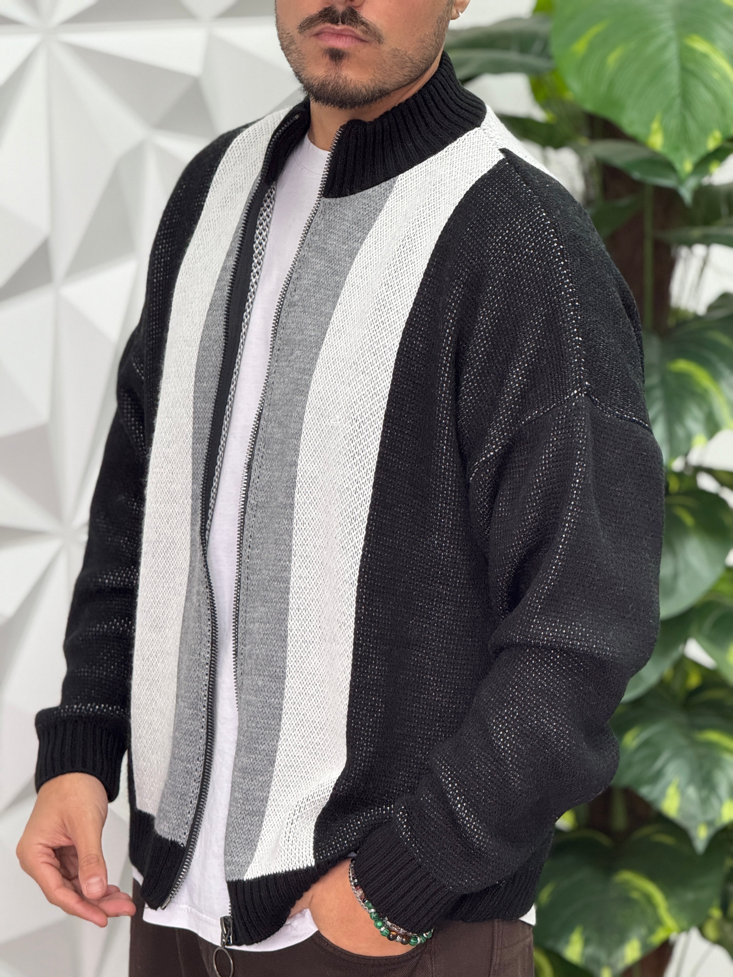 CARDIGAN ZIP NERO NEW JOB BRAND