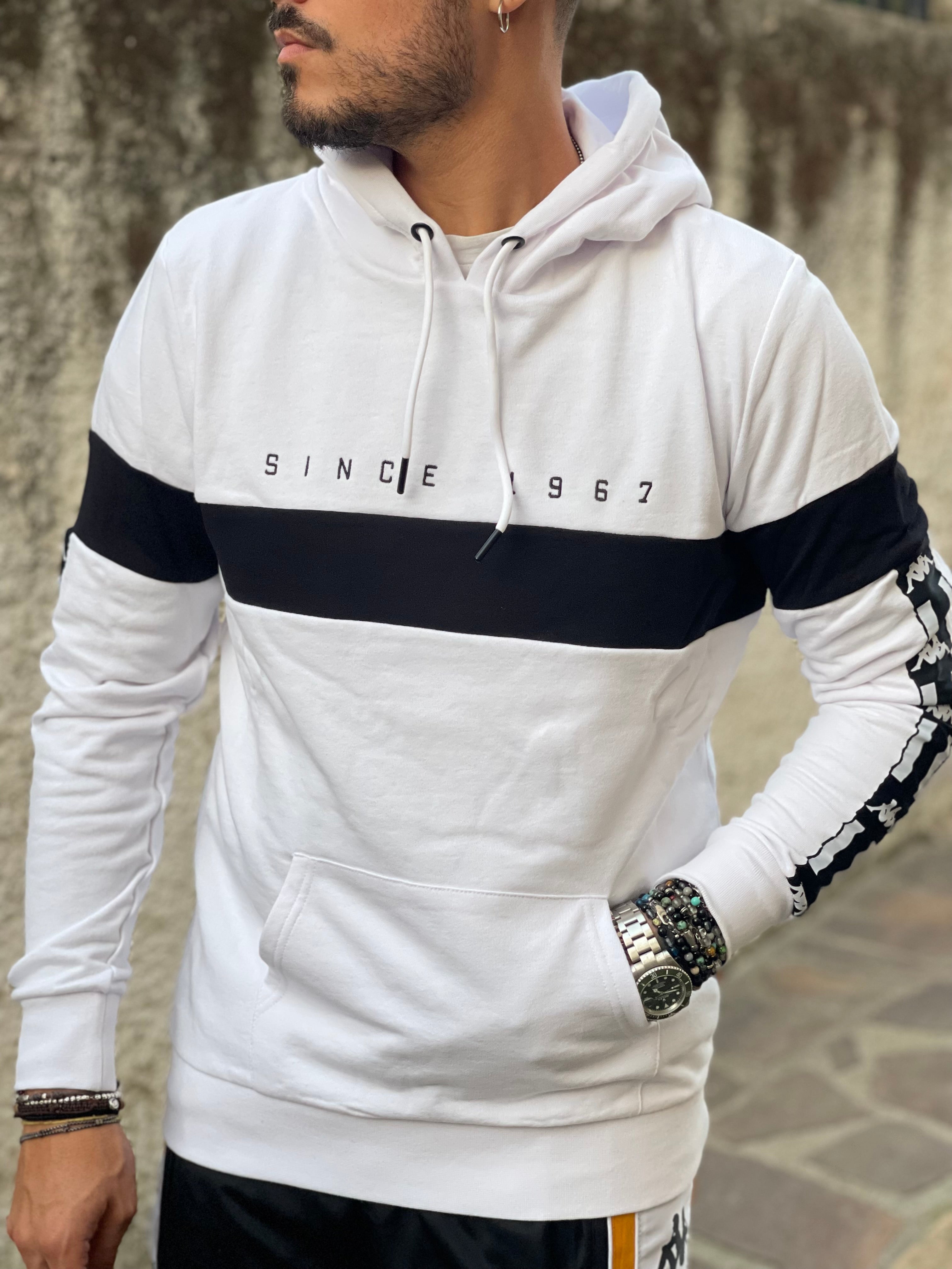 FELPA KAPPA BIANCA CON CAPPUCCIO