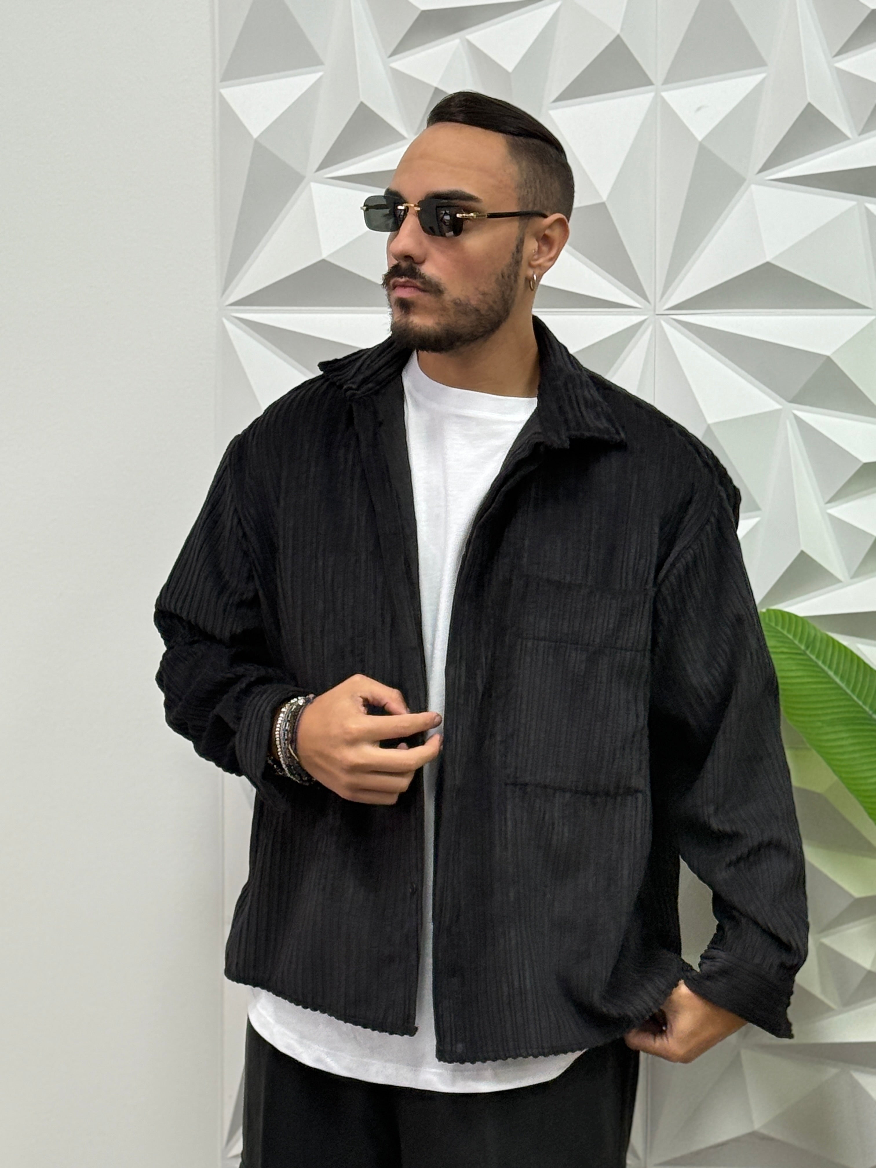 Camicia Oversize velluto nera New Job Brand