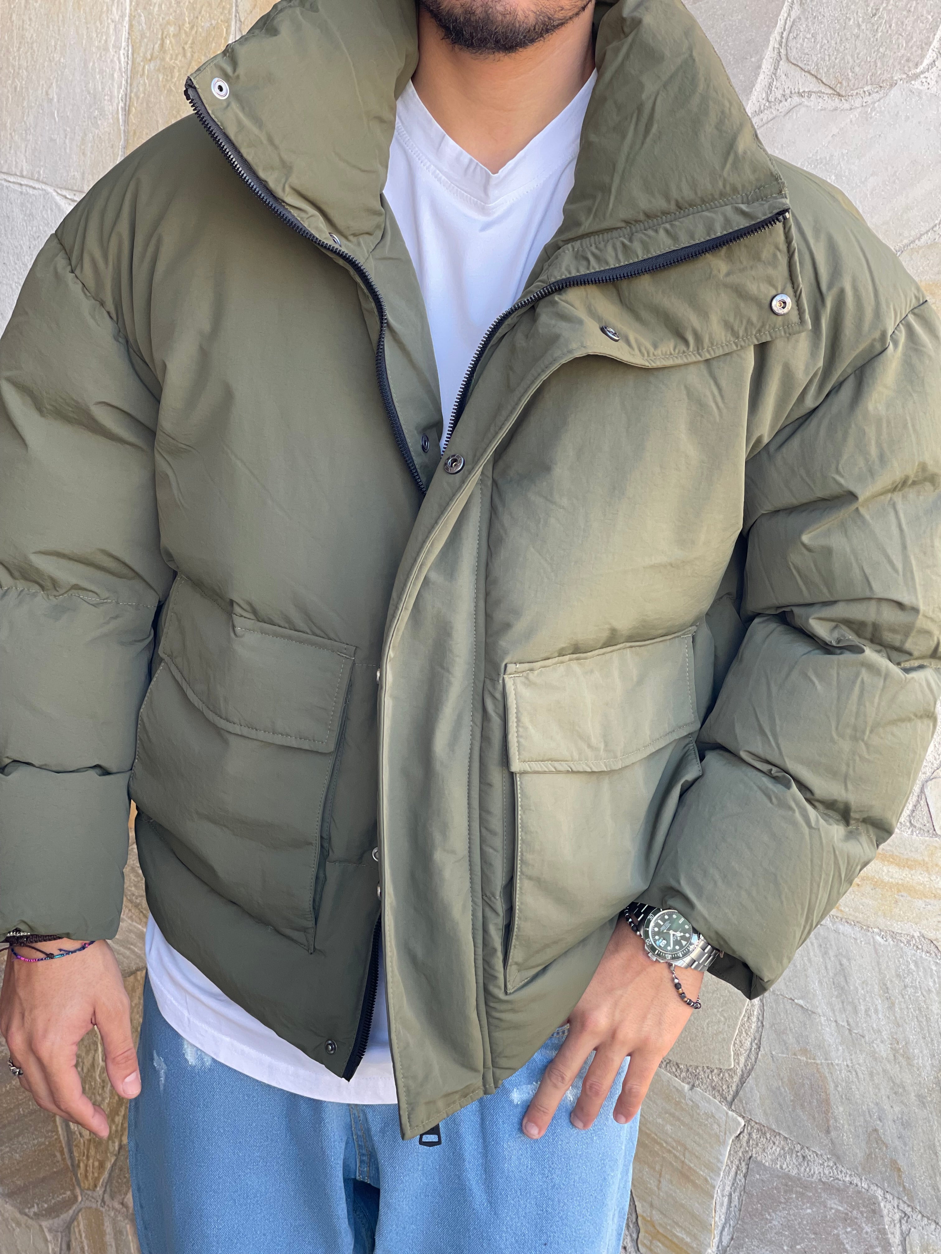 BOMBER PUFF VERDE MILITARE NEW JOB BRAND