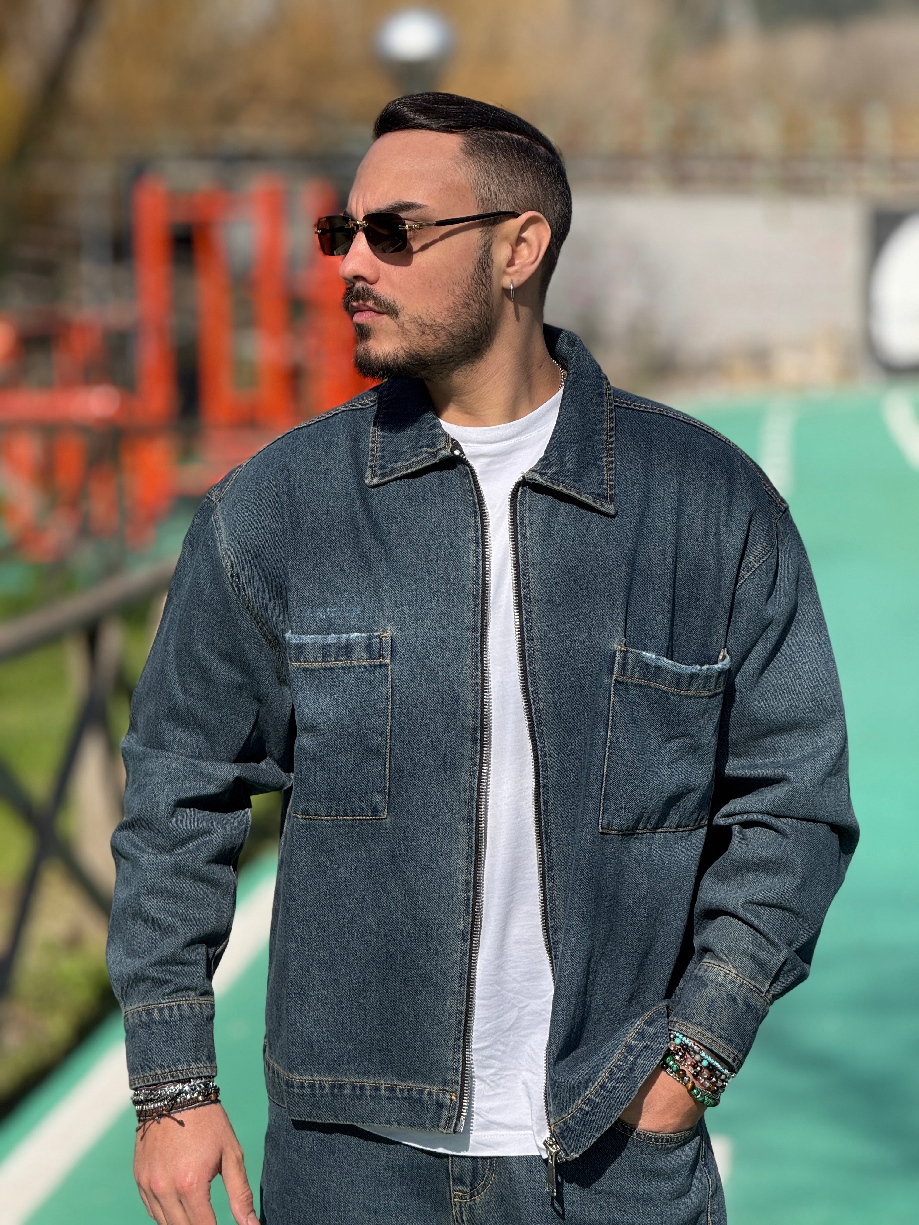 Coordinato sabbiato in jeans New Job Brand