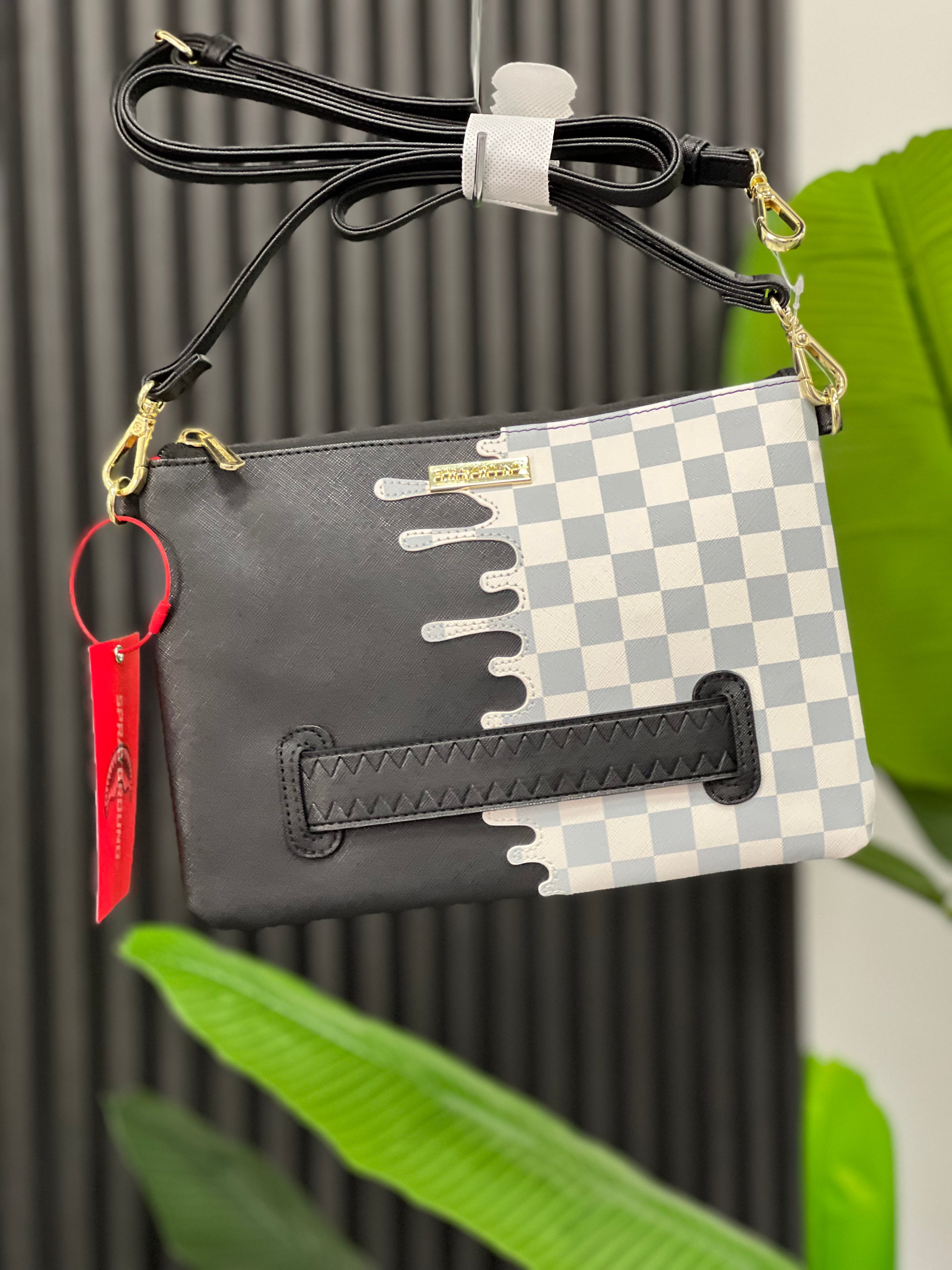 CREAM CHECK UNFINISHED SHARK CROSSBODY POUCHETTE