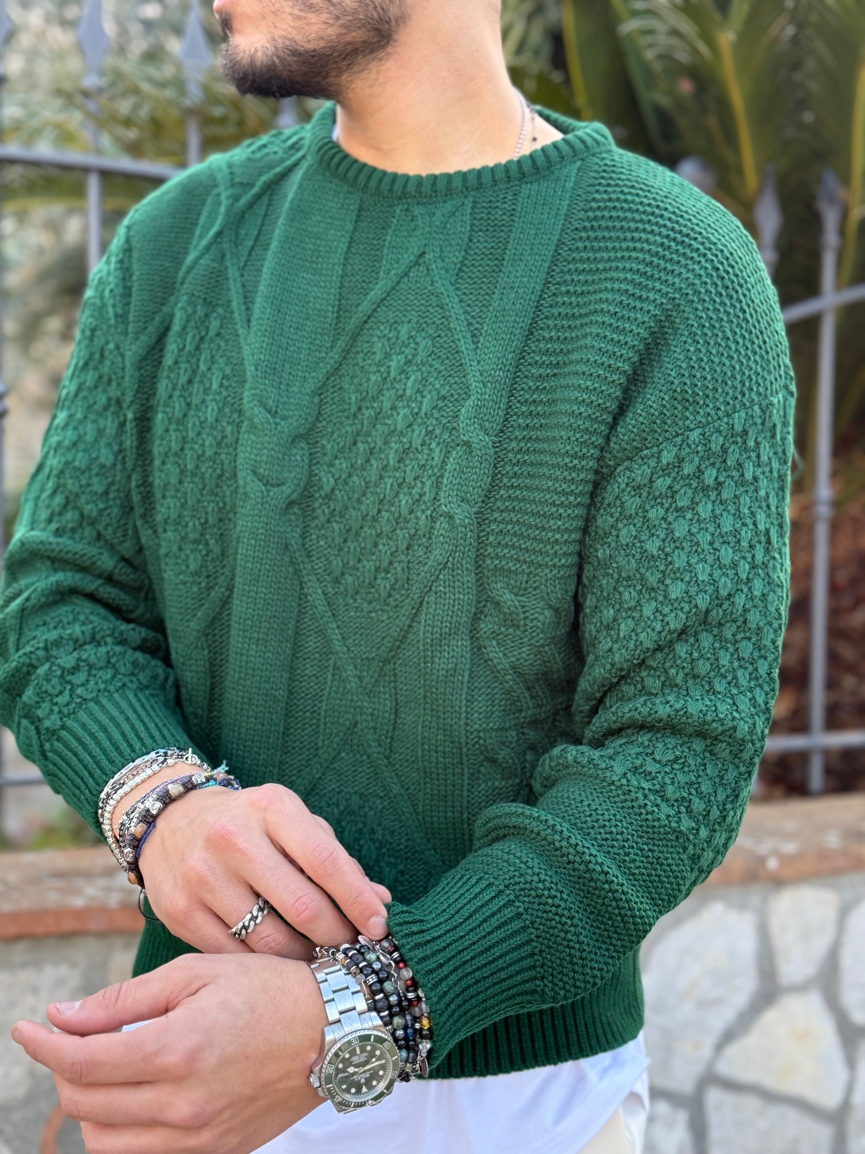 PULLOVER RICAMATO VERDE NEW JOB BRAND BRAND