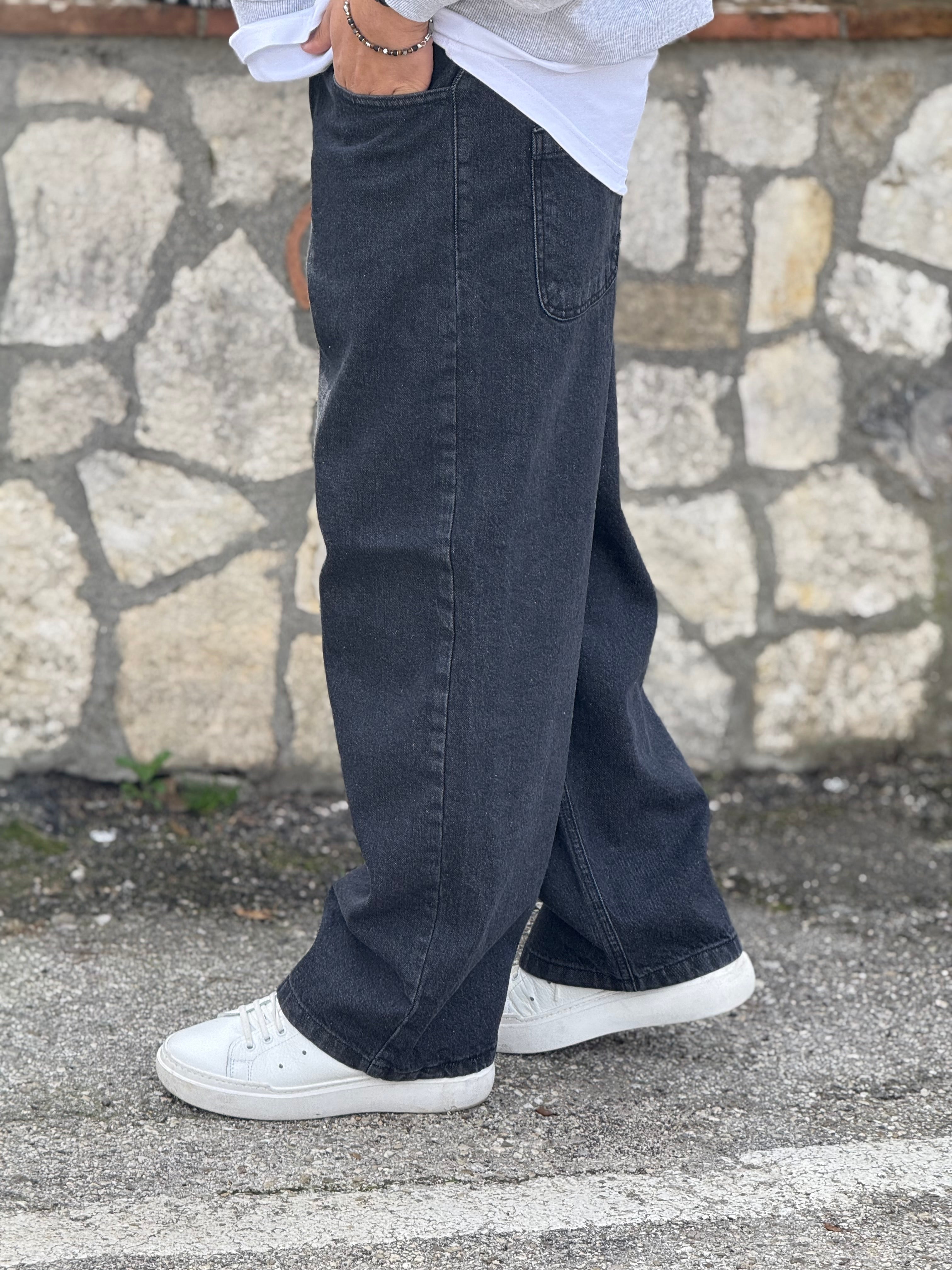 JEANS FONDO AMPIO NERO NEW JOB BRAND