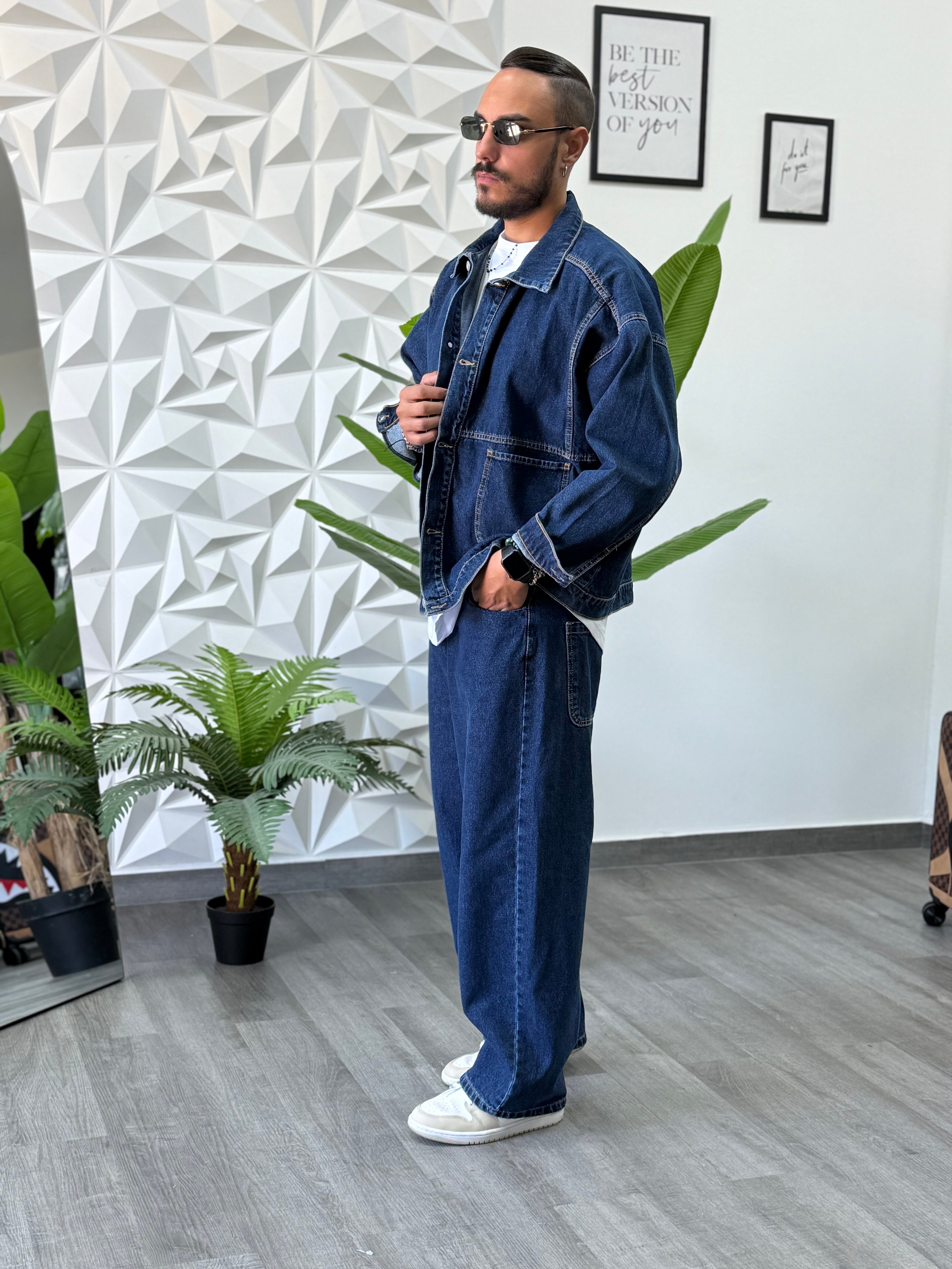 Coordinato Baggy swaggy di jeans blu new job brand