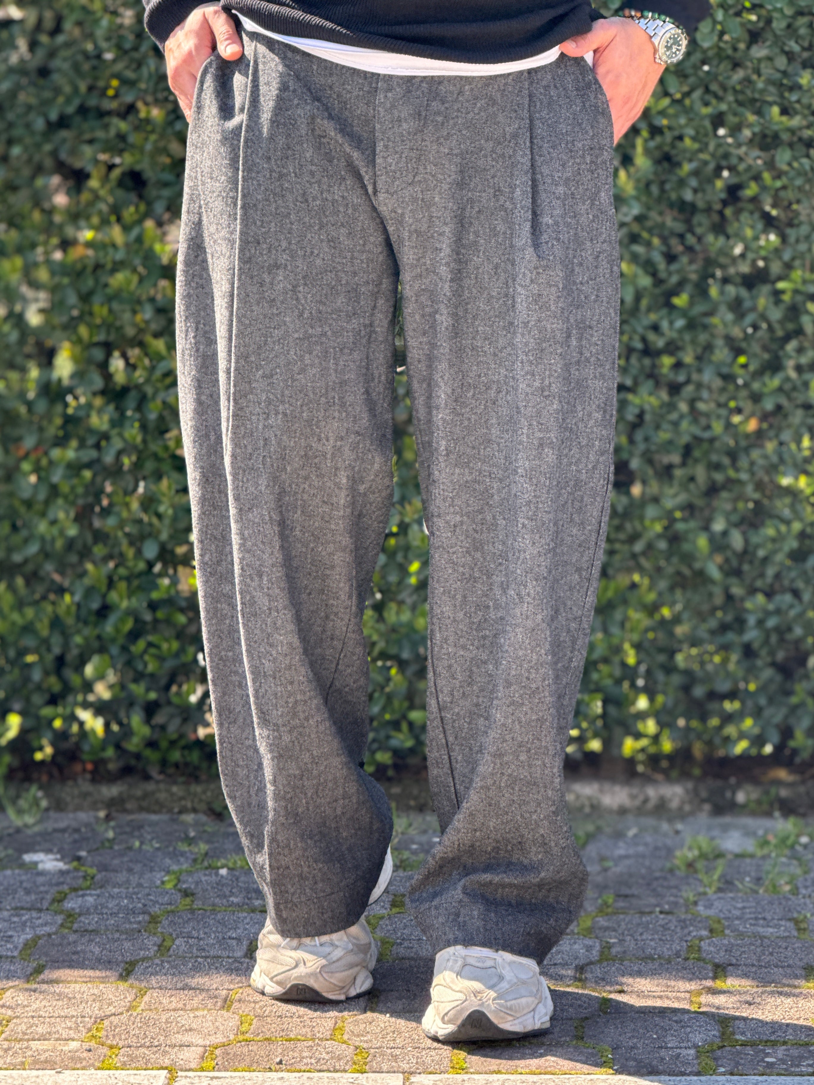 PANTALACCIO AMALFI JEANS FIAMMATO GRIGIO BAGGY BEIGE NEW JOB BRAND