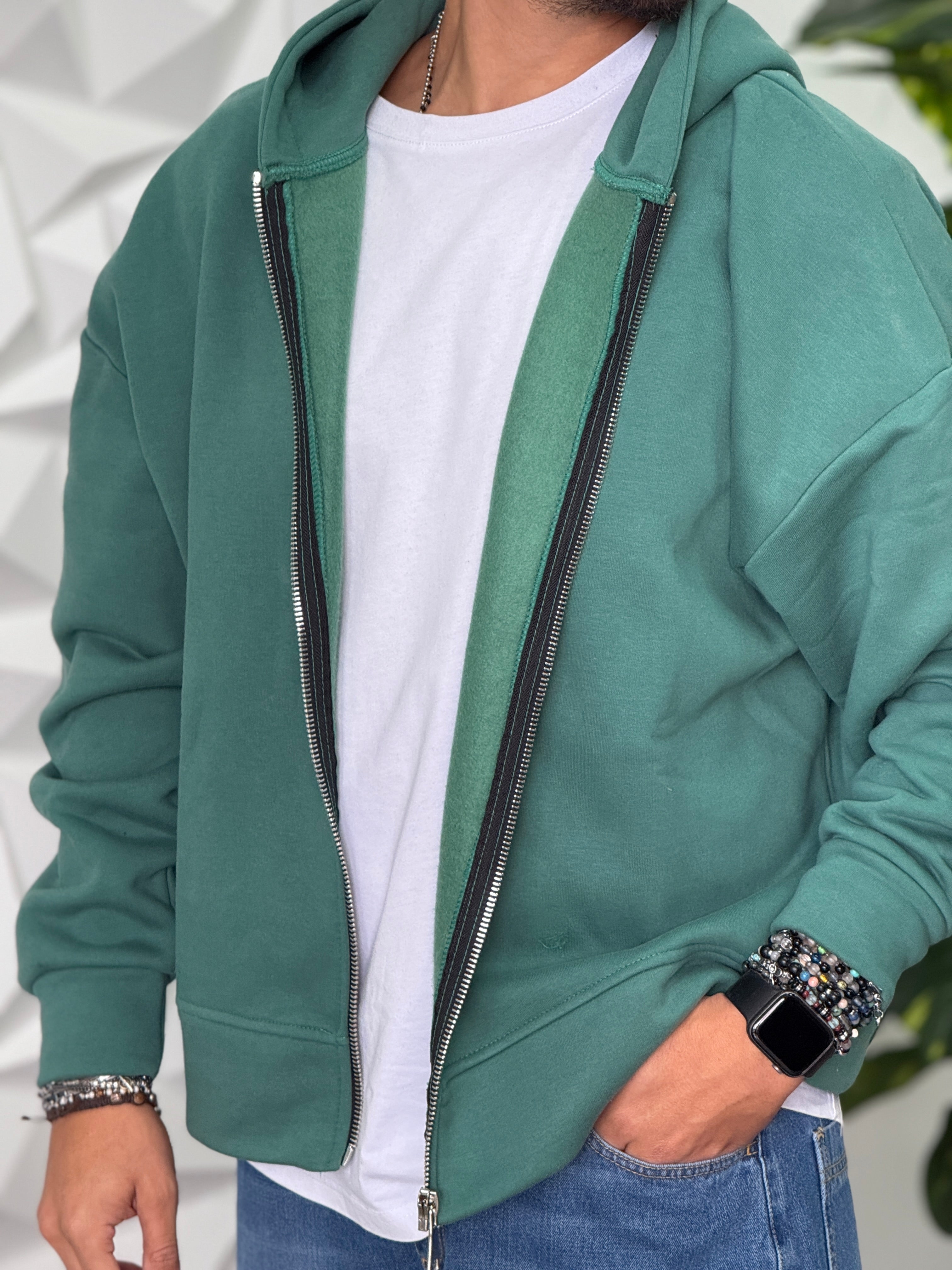 Felpa con zip over Verde new job brand