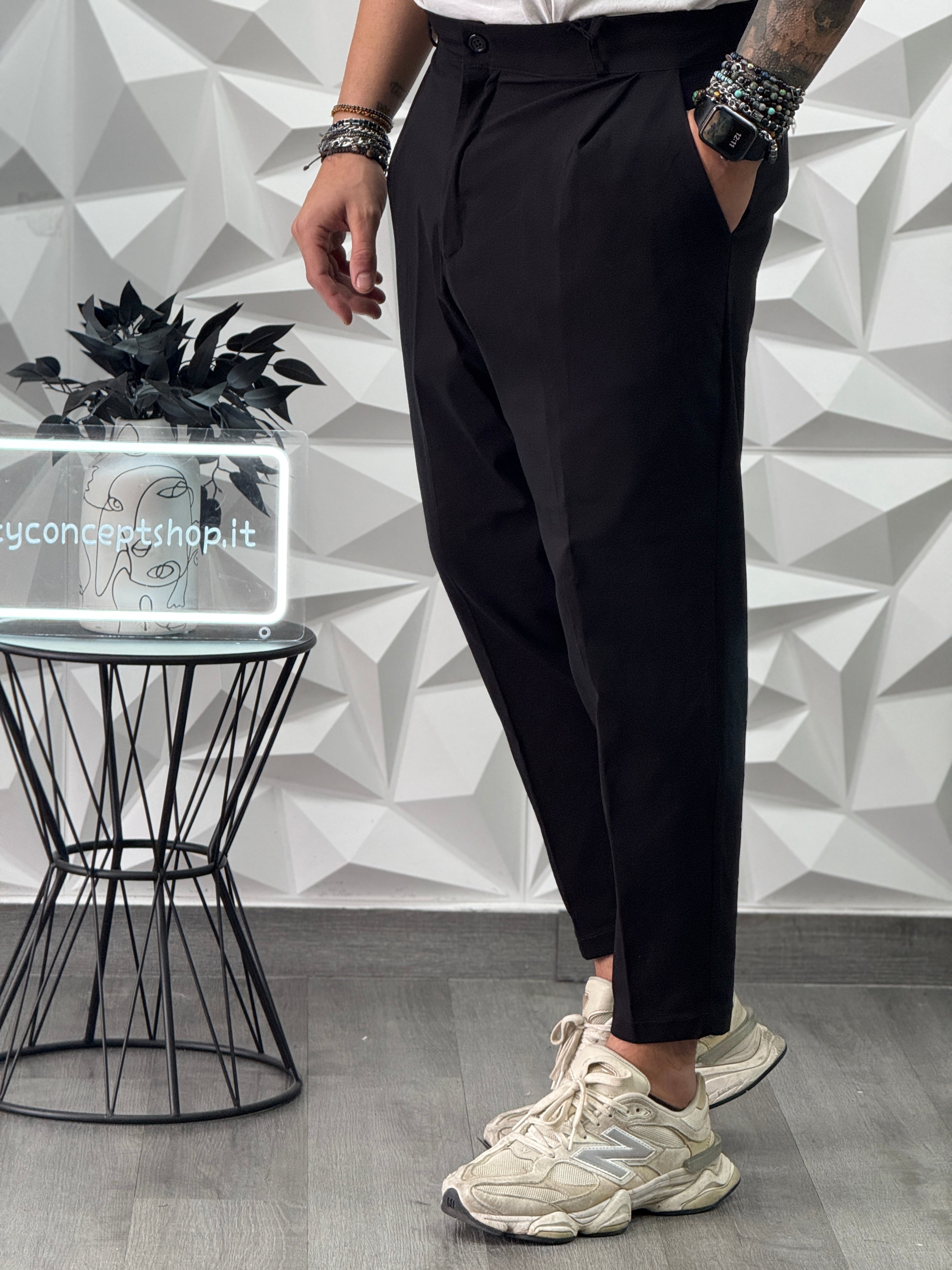 PANTALONE MONTECARLO FW26 NERO ELASTIC NEW JOB BRAND