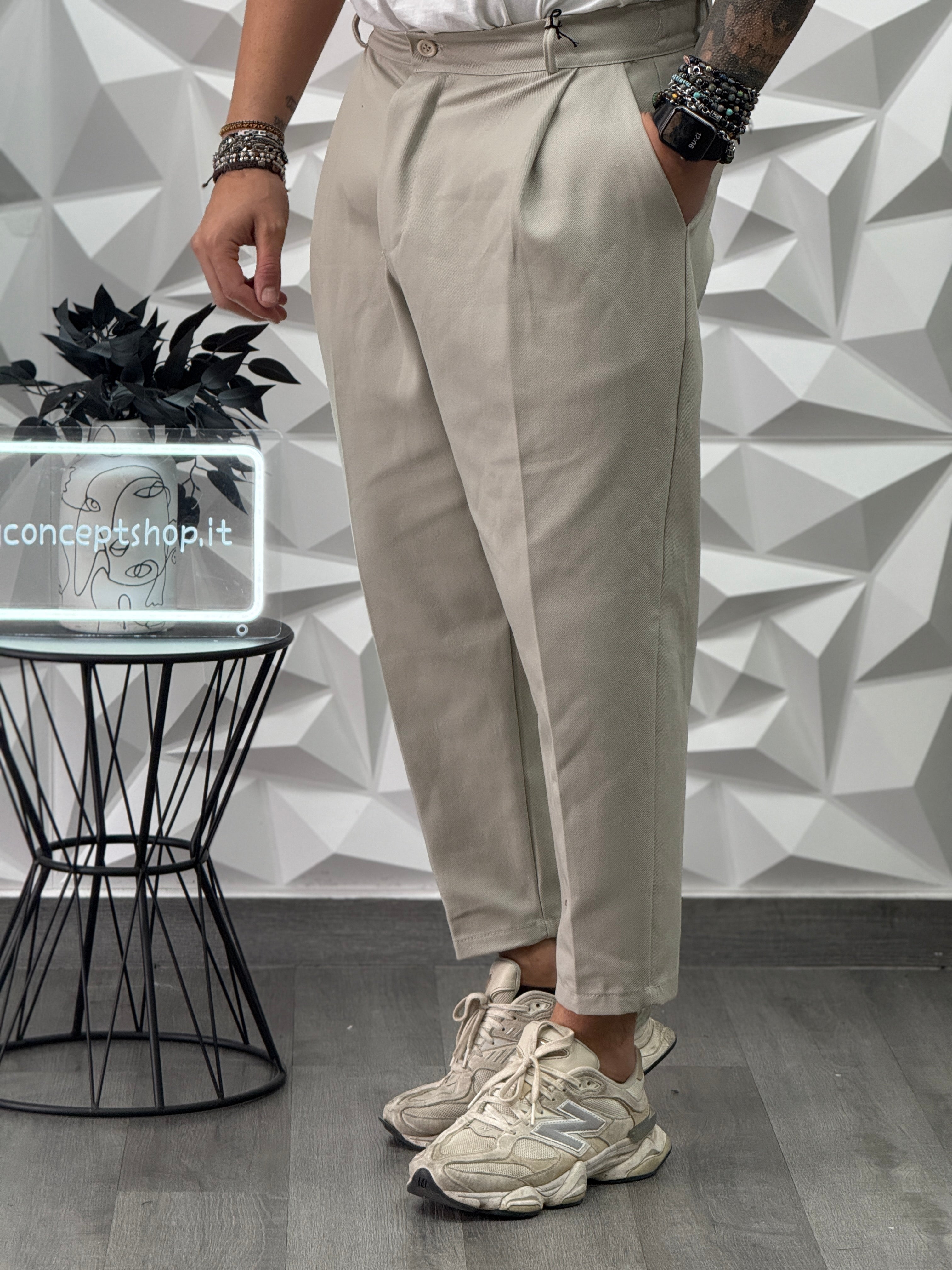 PANTALONE MONTECARLO FW26 BEIGE SPIGATO NEW JOB BRAND