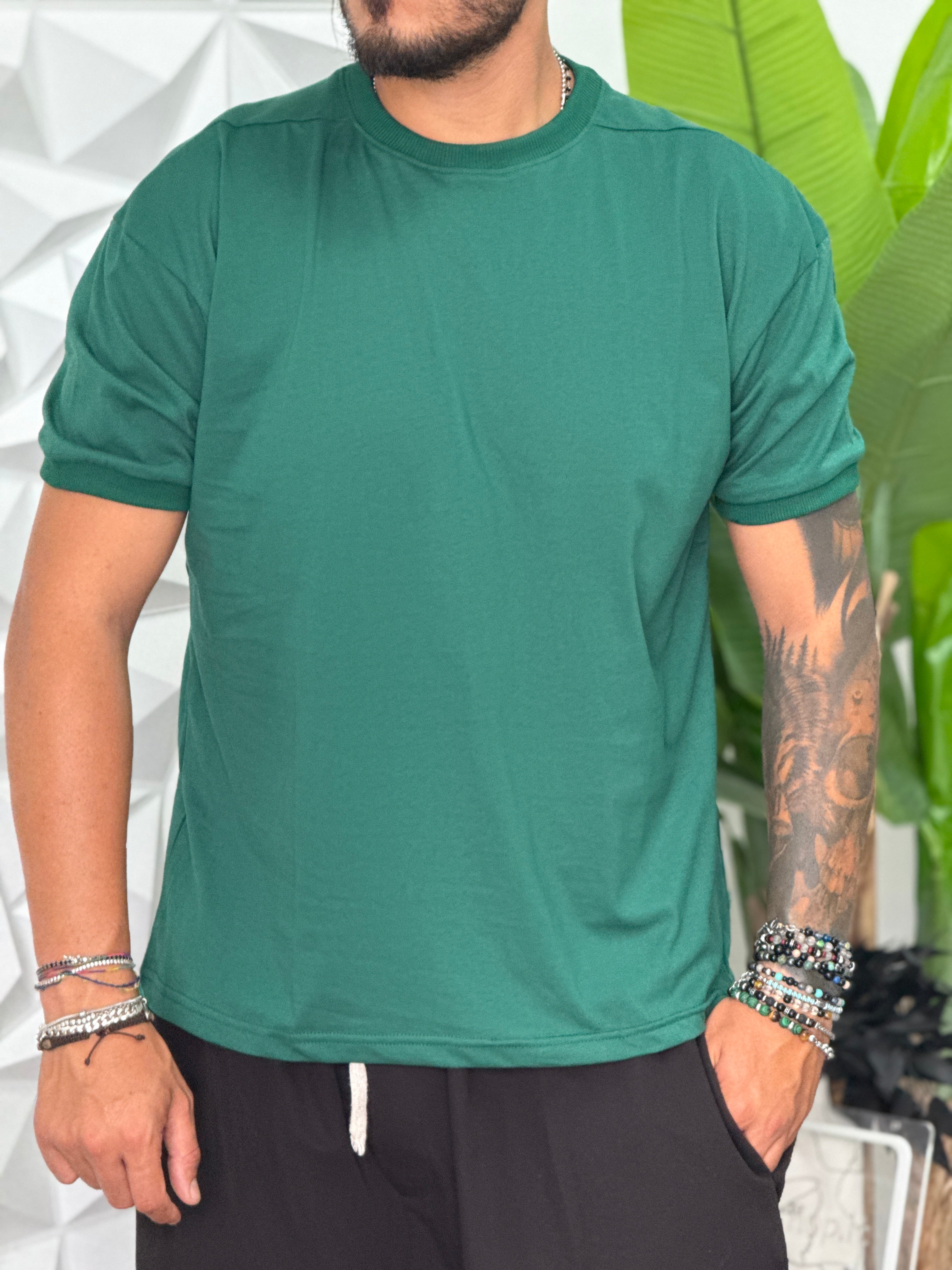 T-SHIRT COSTINA VERDE BOSCO NEW JOB BRAND