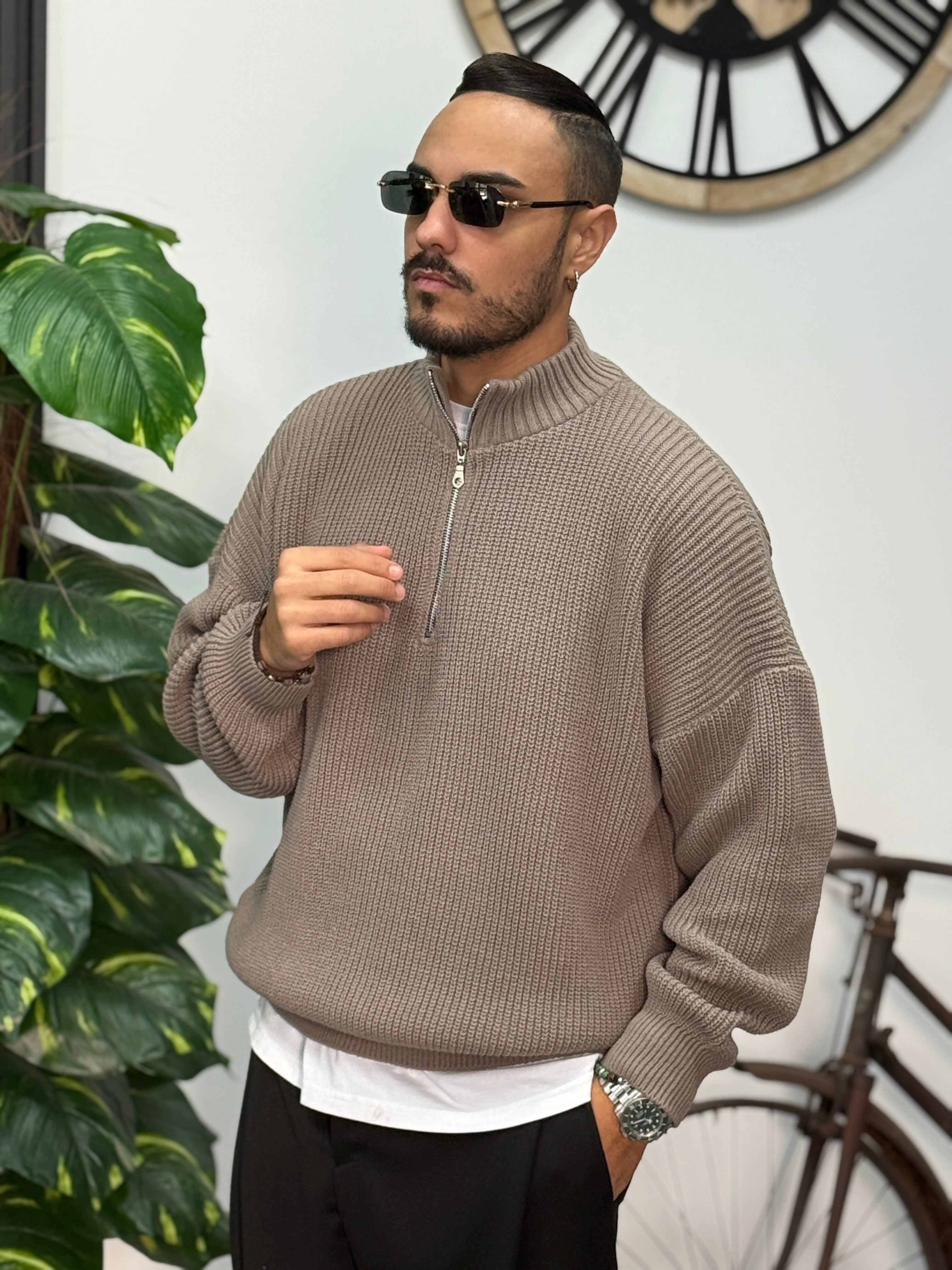 PULLOVER OVERSIZE MEZZA ZIP VIOLETTO NEW JOB BRAND