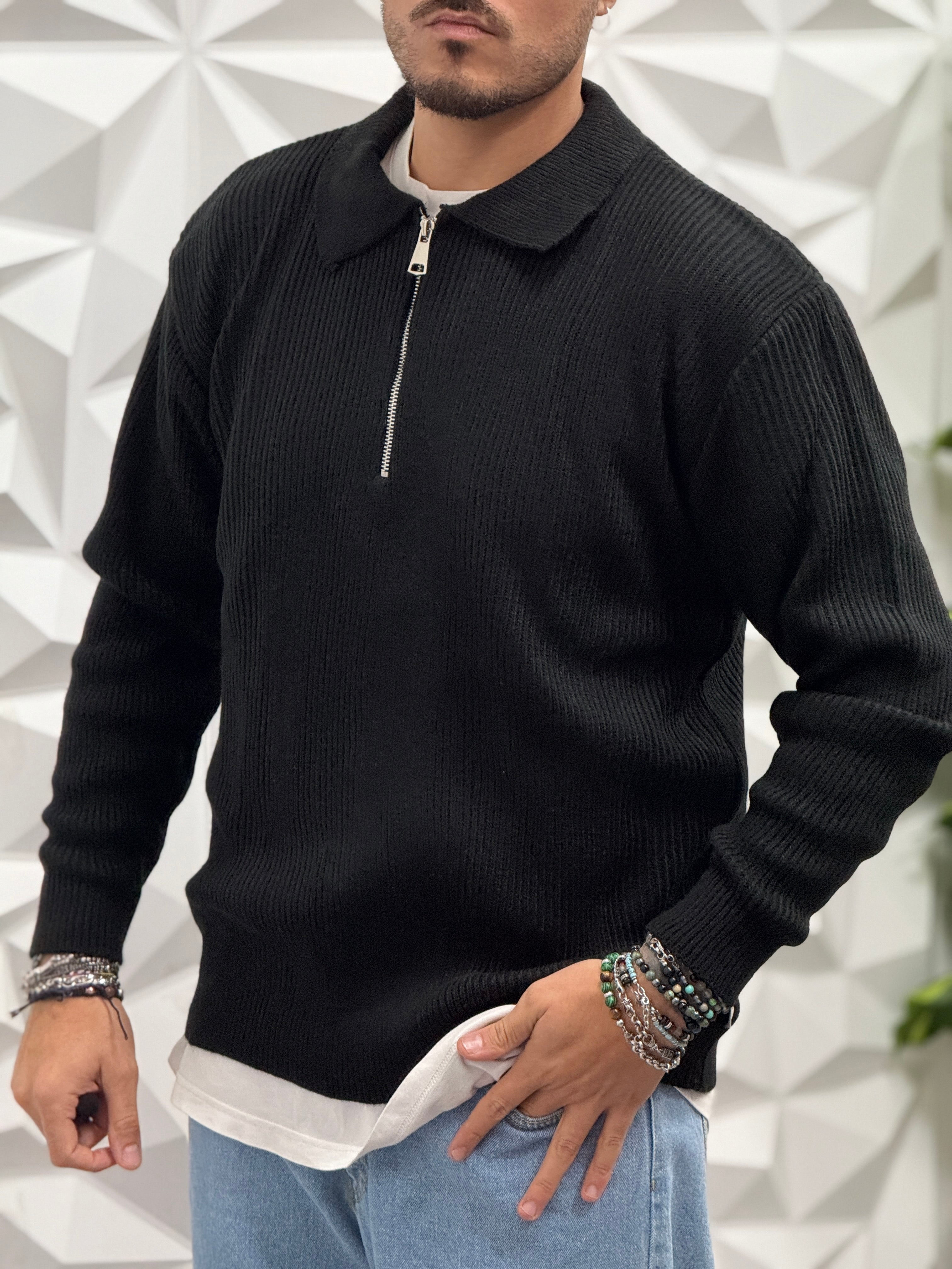 PULLOVER ZIP BASE NERA NEW JOB BRAND