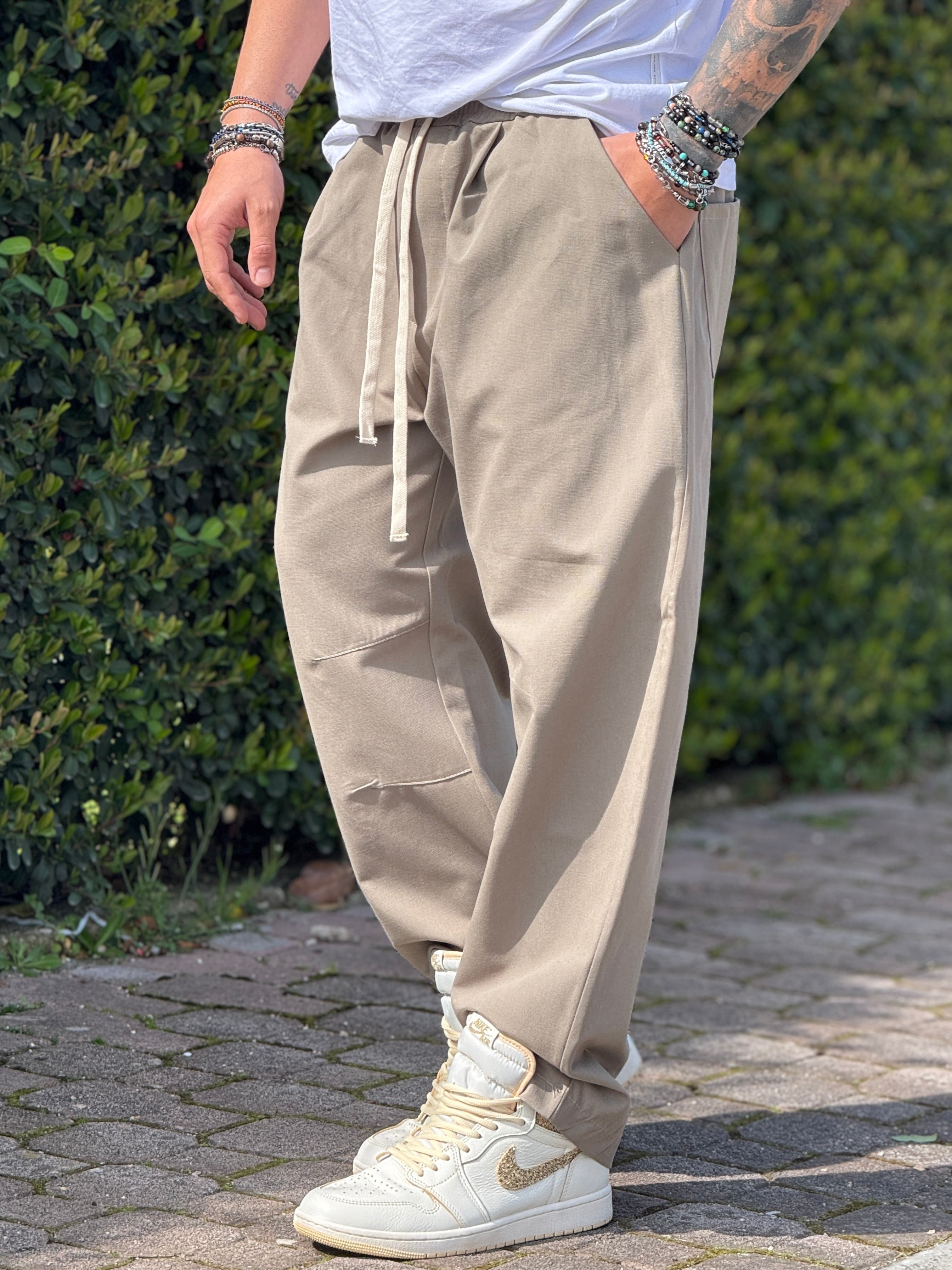 PANTALACCIO WIDE BAGGY BEIGE NEW JOB BRAND
