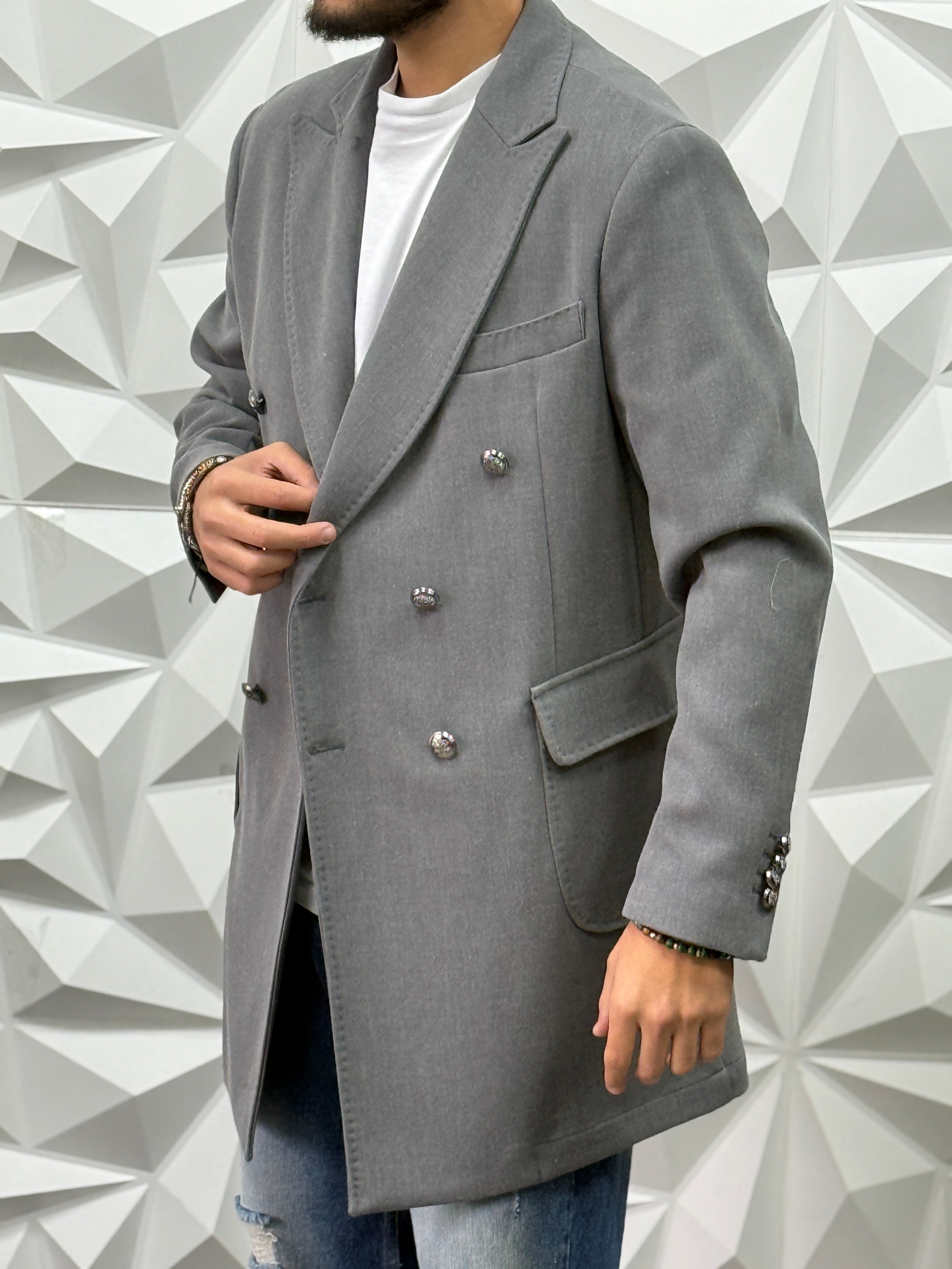CAPPOTTO GIOIELLO GRIGIO DOPPIOPETTO