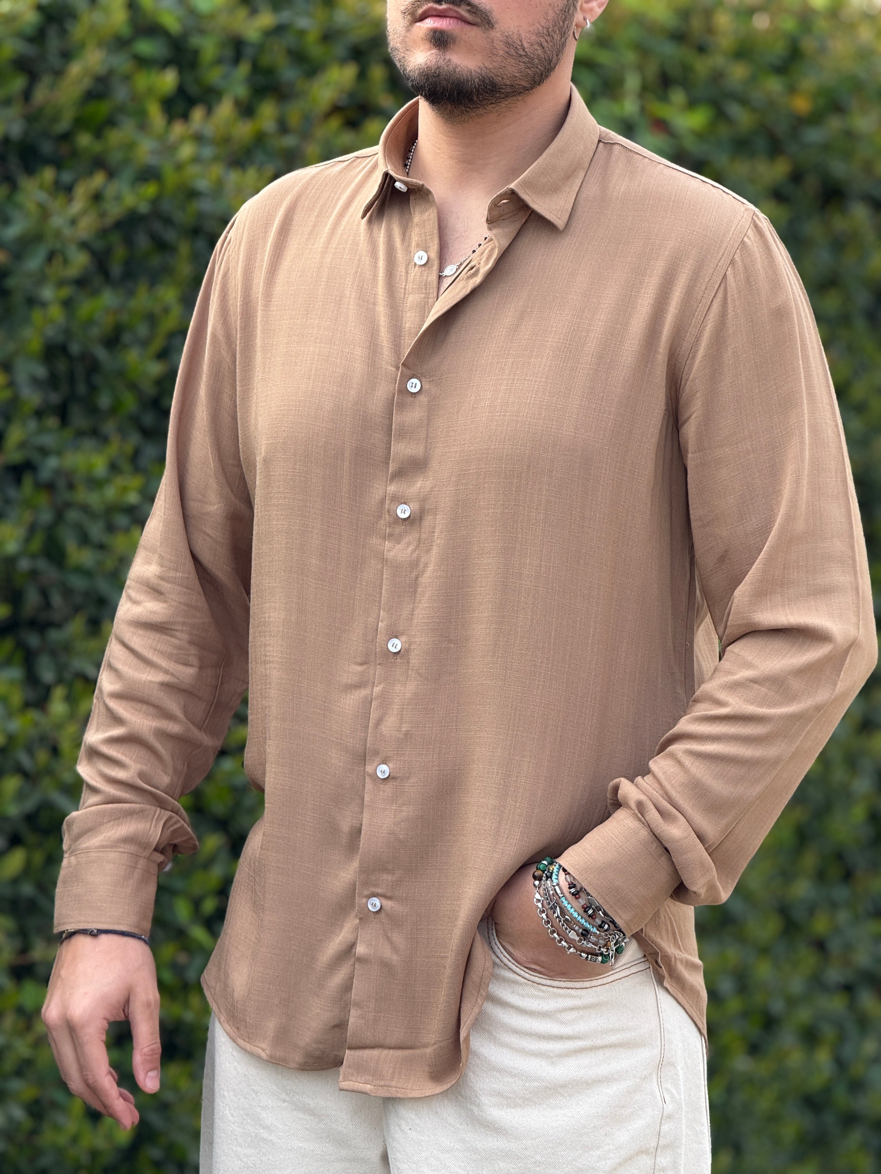 CAMICIA VISCOSA FANGO NEW JOB BRAND