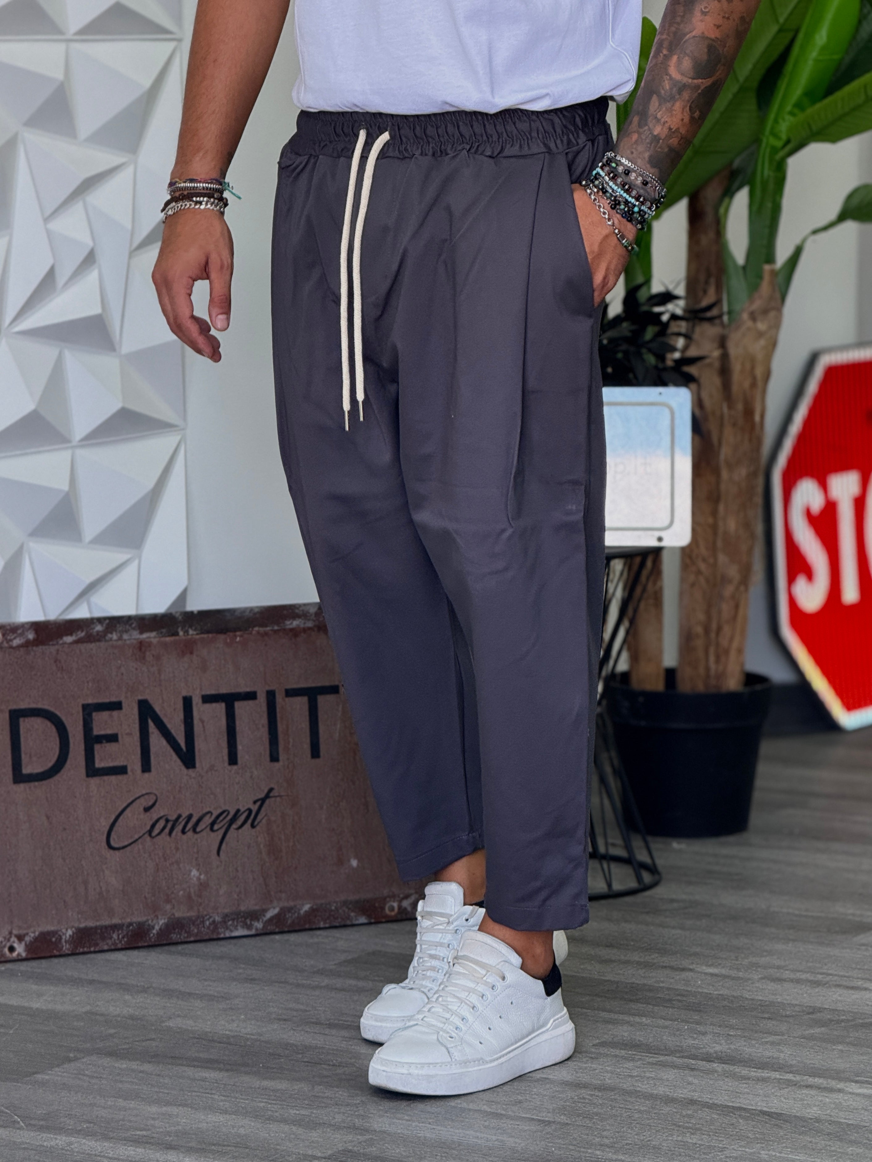 PANTALACCIO NEW DIK GABARDINA GRIGIO SCURO NEW JOB BRAND