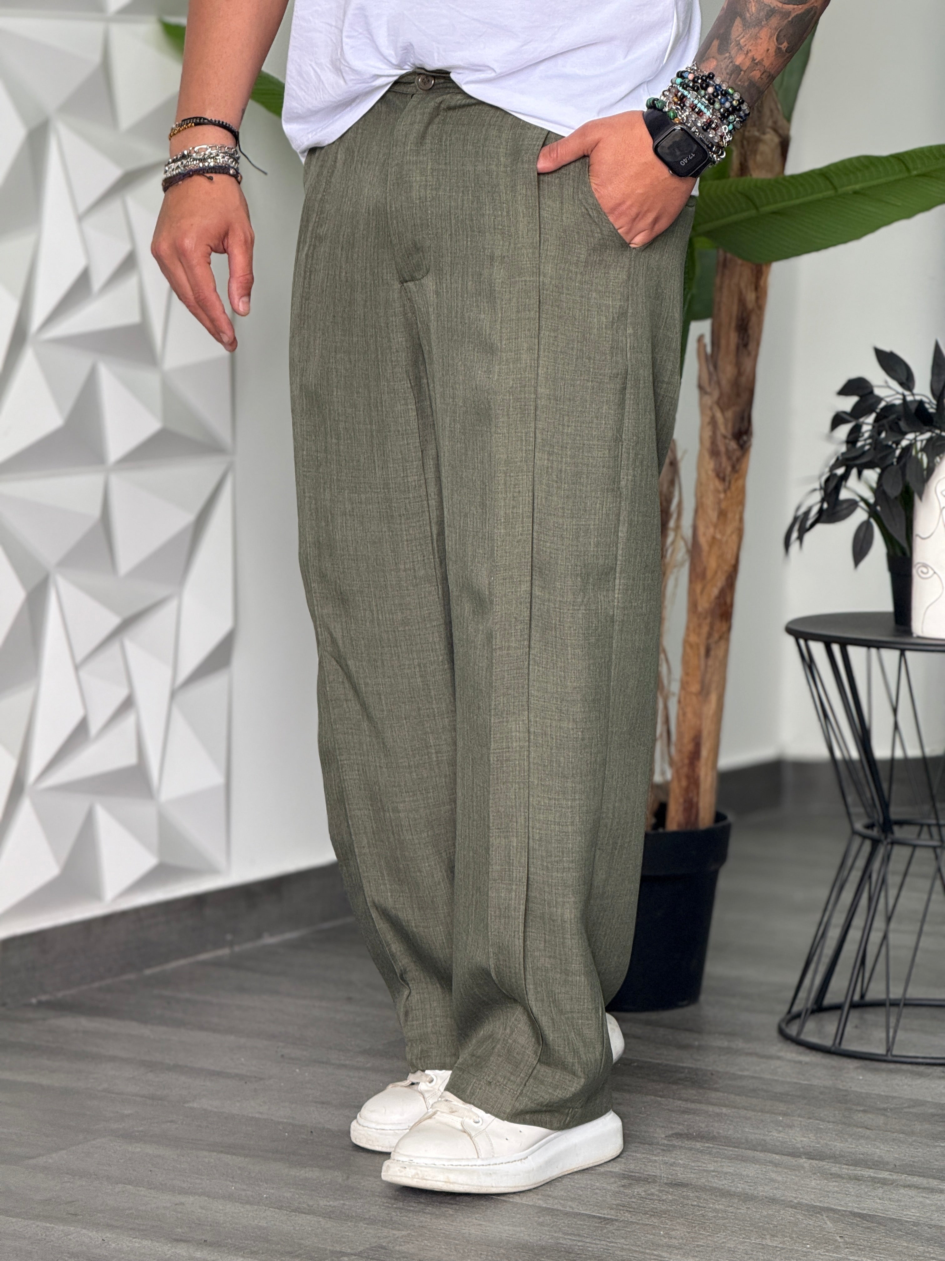 PANTALONE ROMA VERDE FIAMMATO NEW JOB BRAND