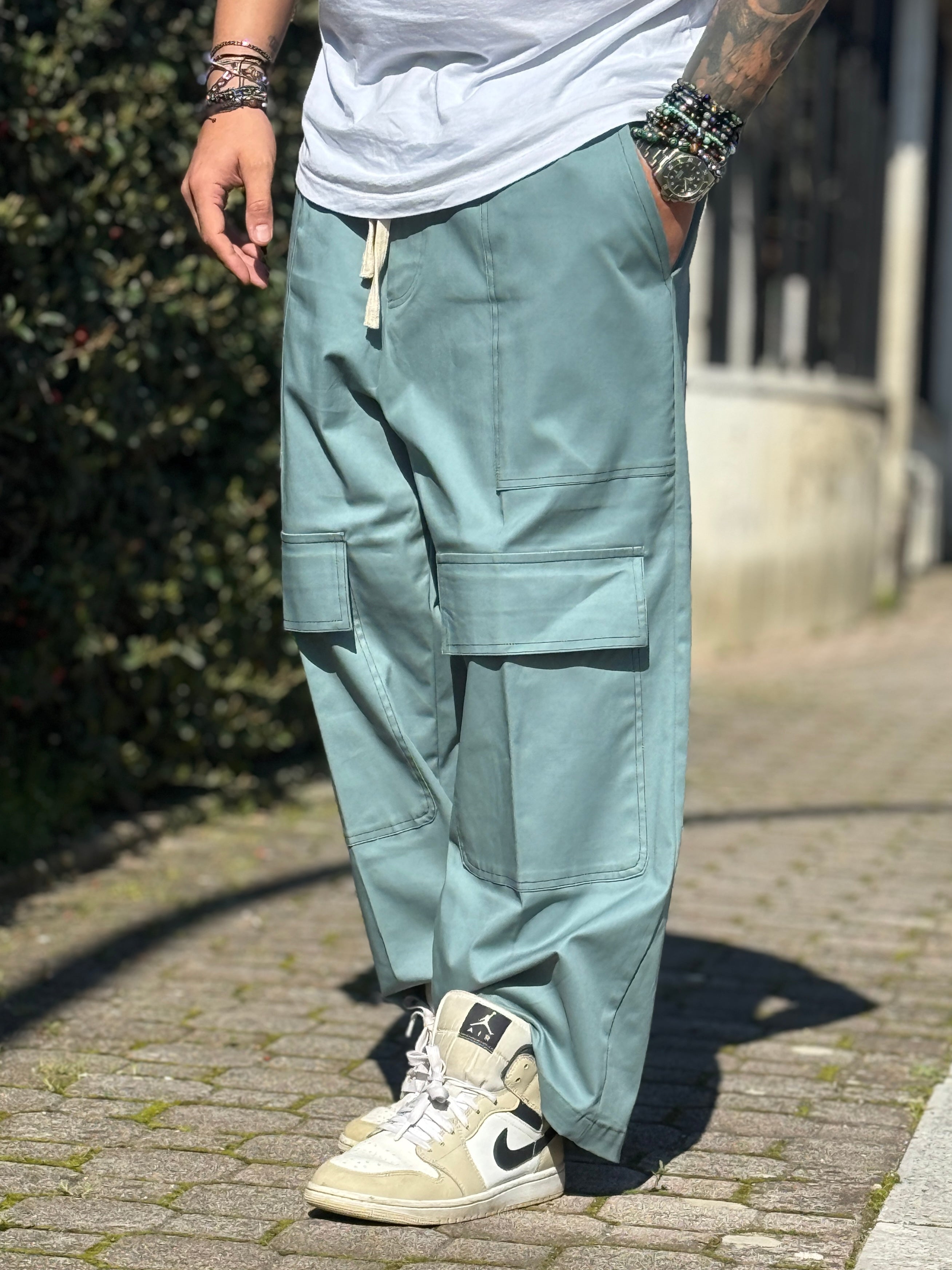PANTALACCIO FRONT CARGO BAGGY VERDE ACQUA NEW JOB BRAND