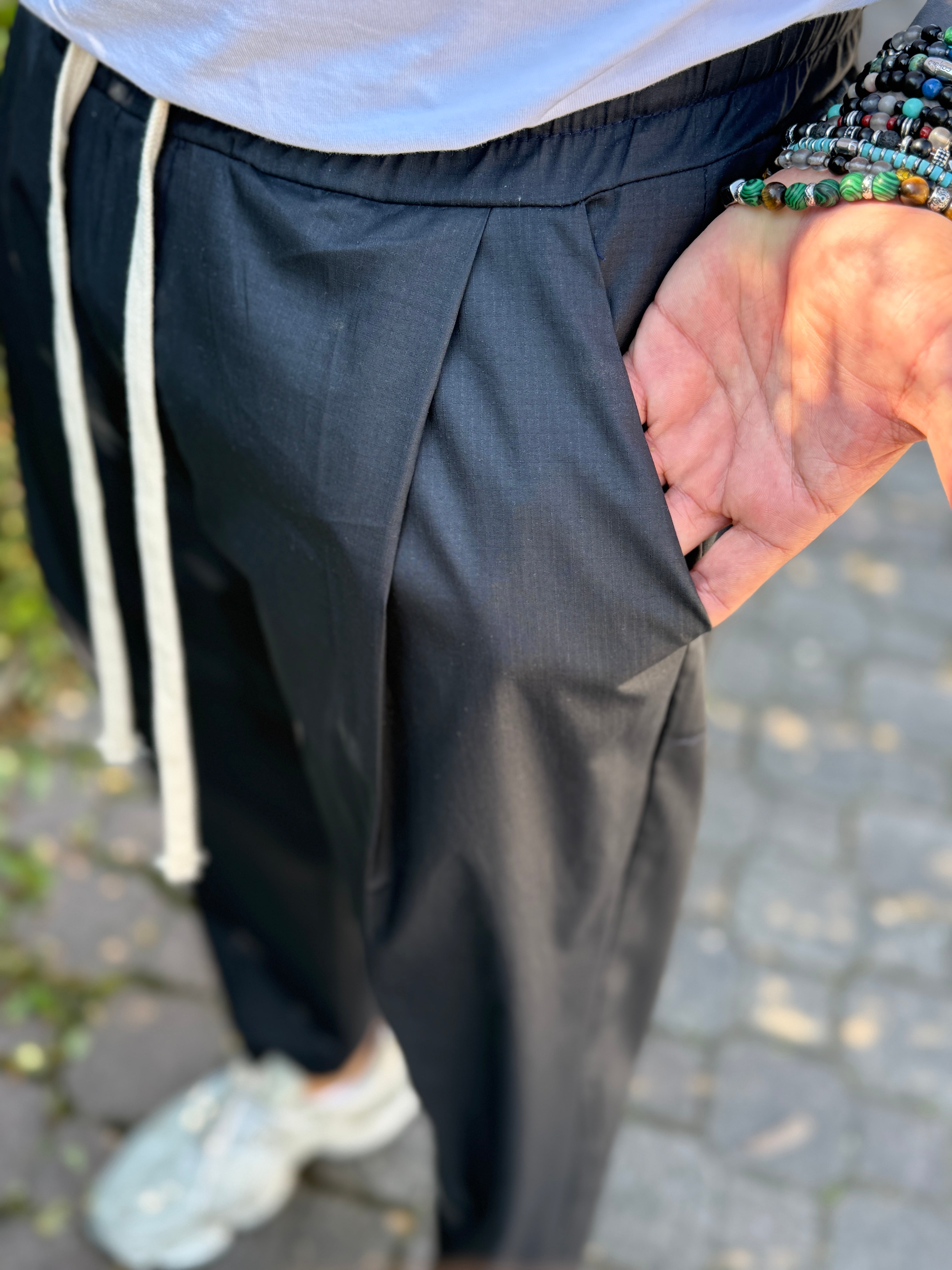PANTALACCIO NEW DIK BLU MICROFANTASIA QUADRETTI TESSUTO TECNICO NEW JOB BRAND