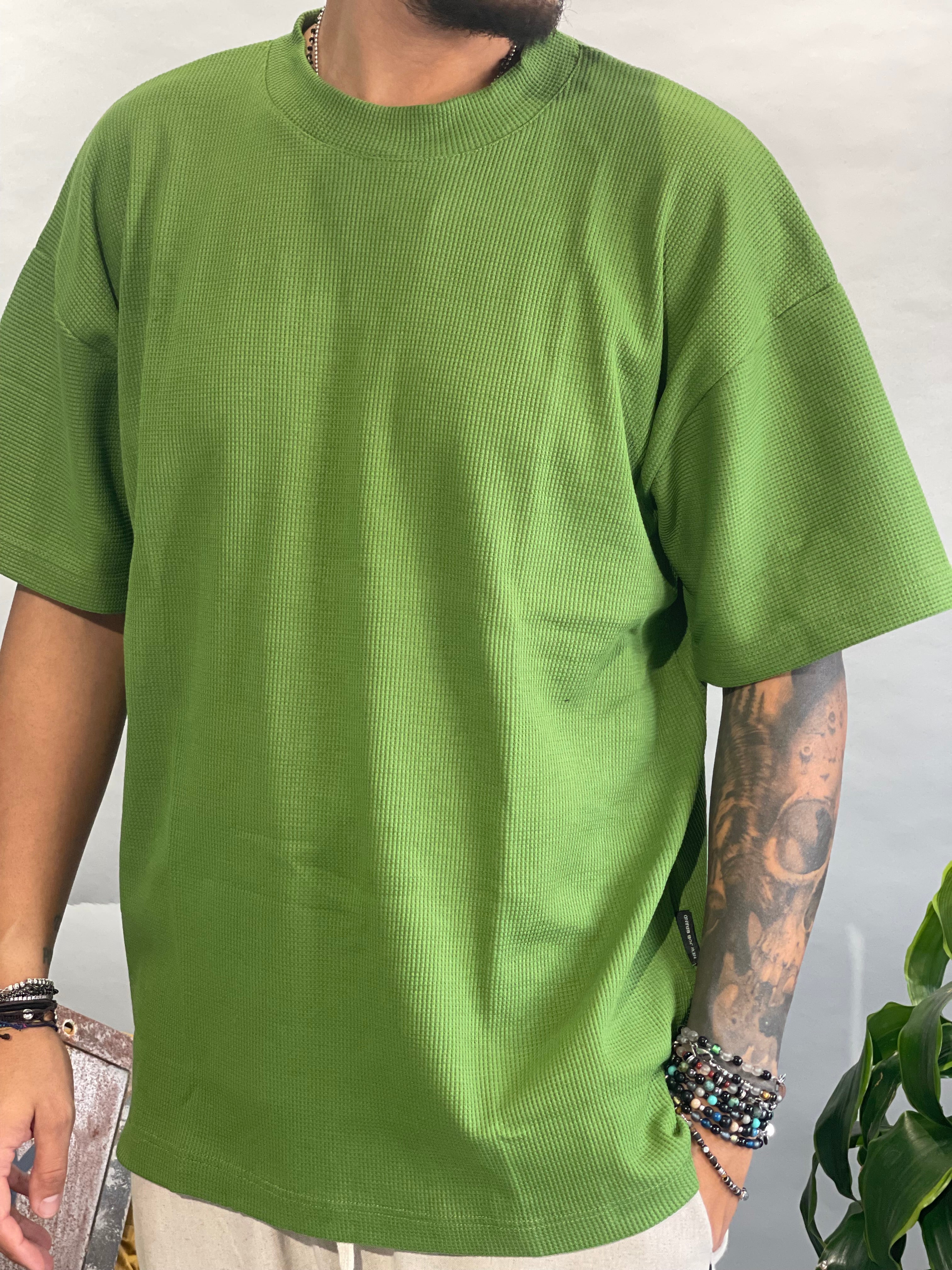 SHIRT WAFFEL VERDE NEW JOB BRAND