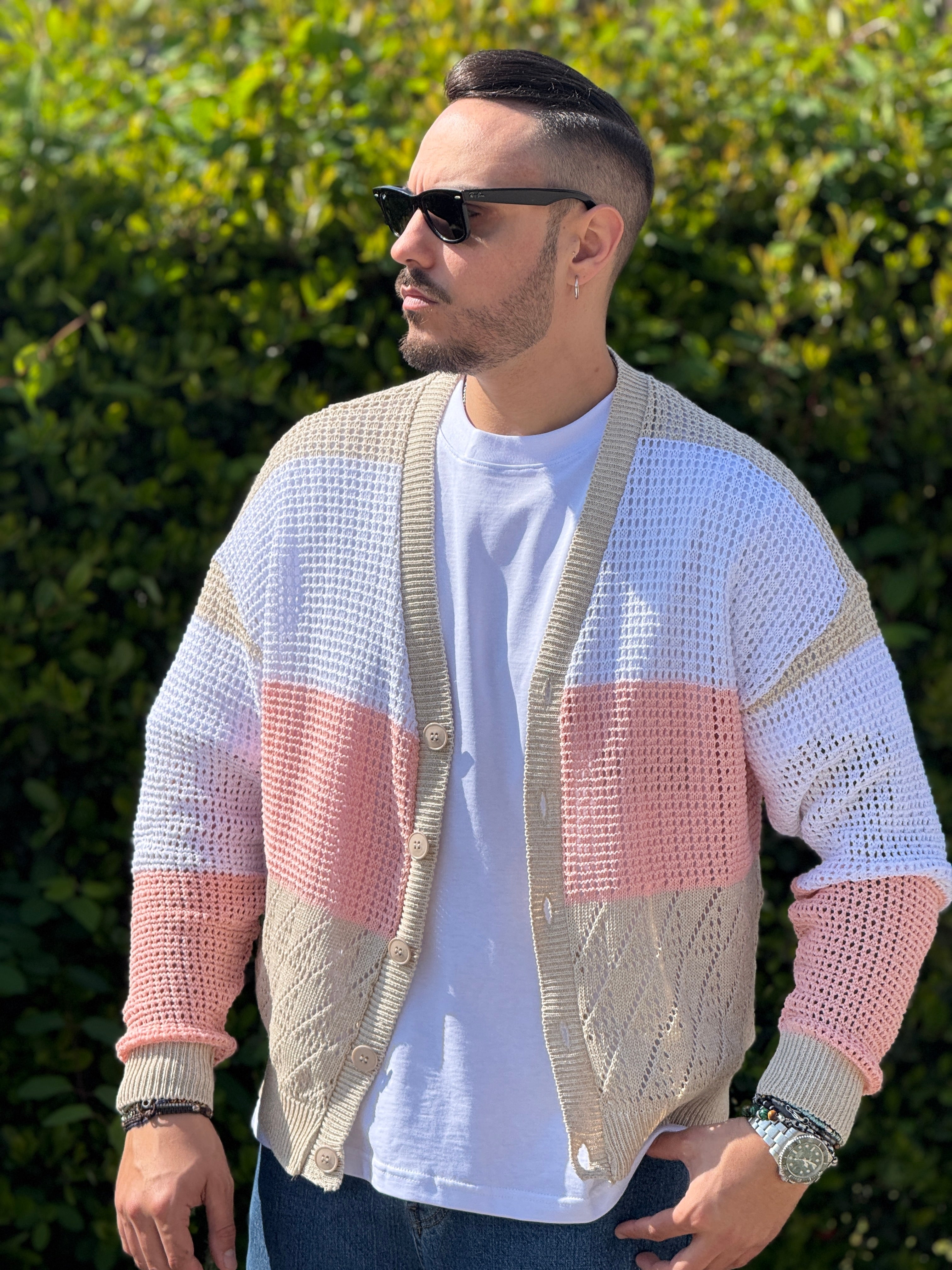 Cardigan fasciato over New Job Brand