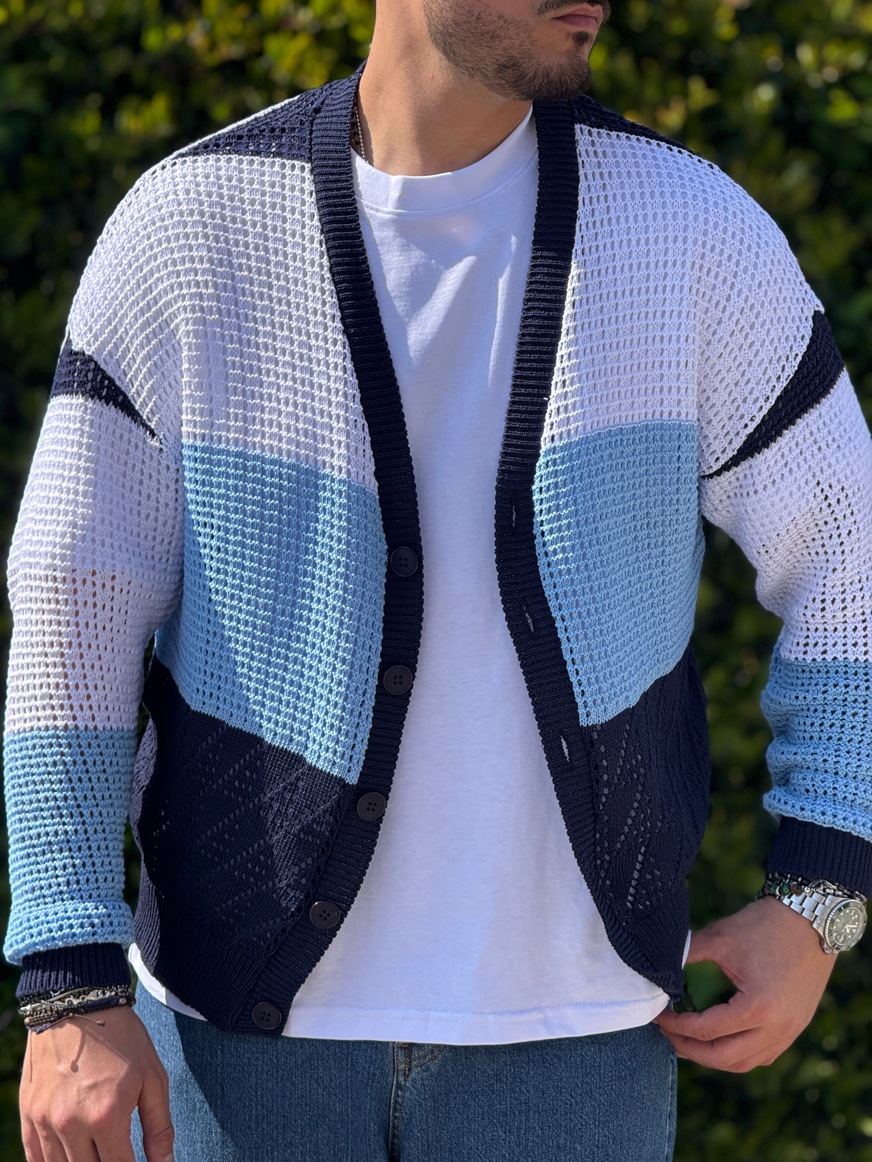 Cardigan fasciato over New Job Brand