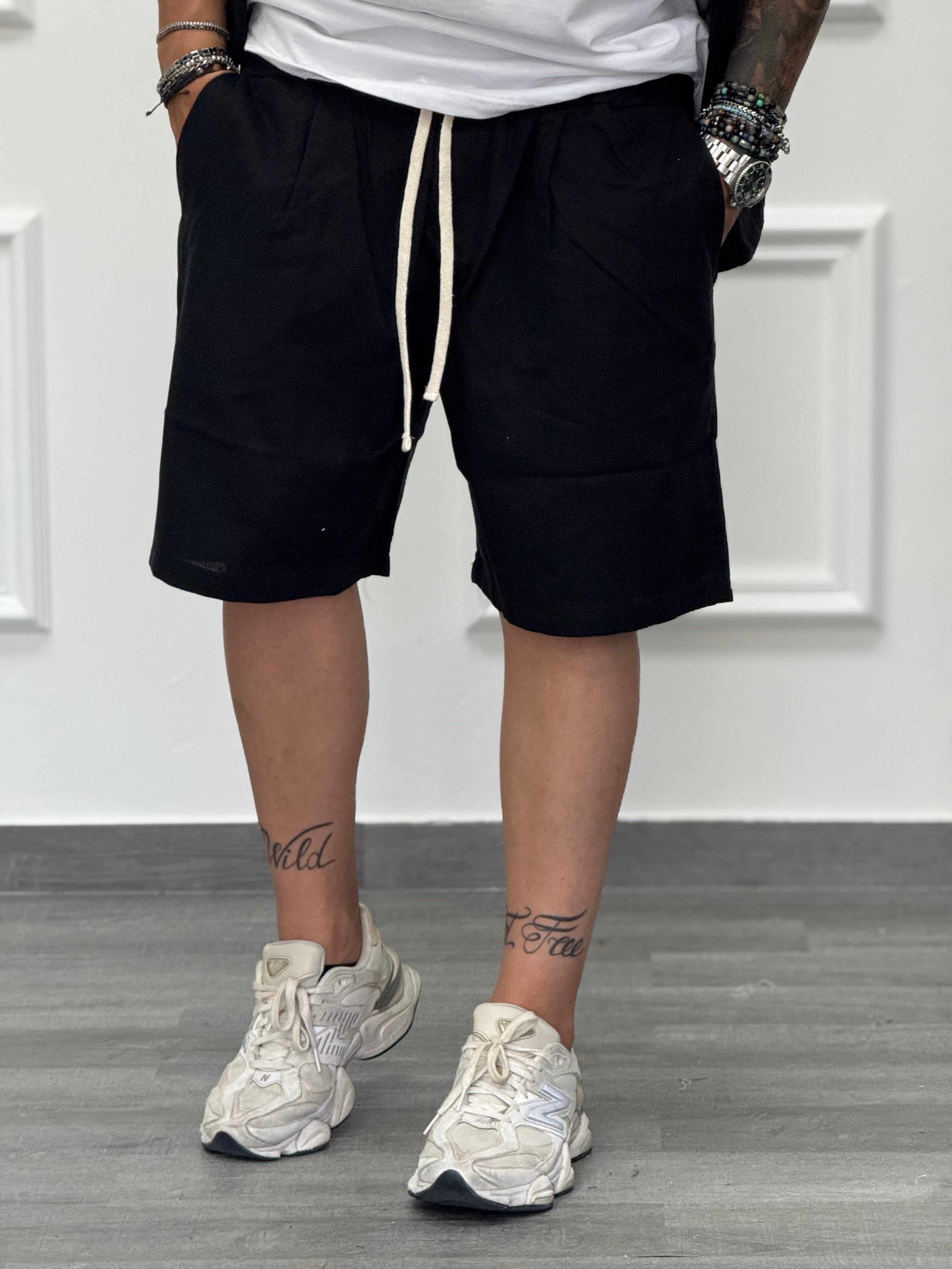 COORDINATO IN LINO NERO OVER NEW JOB BRAND
