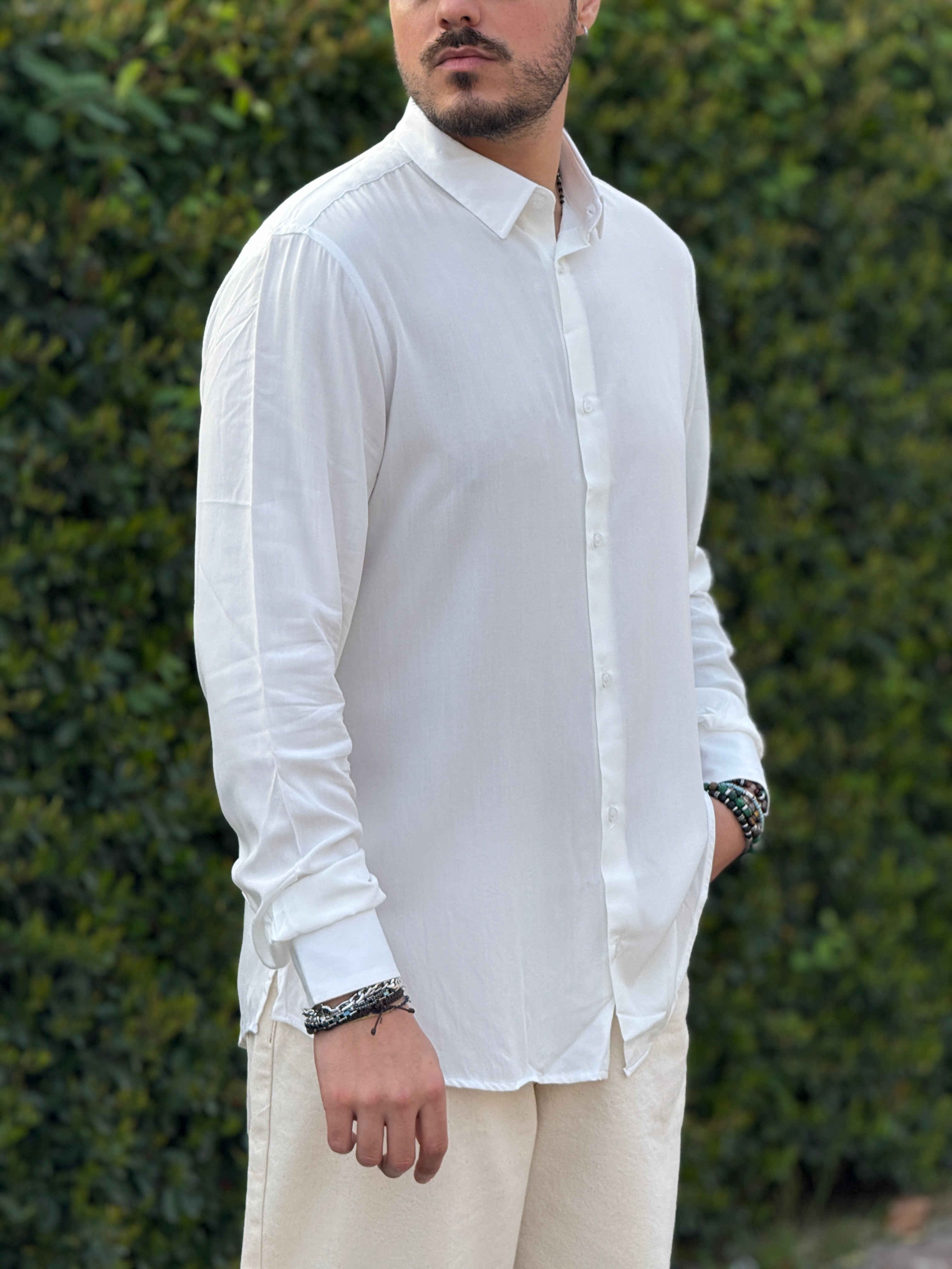 CAMICIA VISCOSA BIANCA NEW JOB BRAND