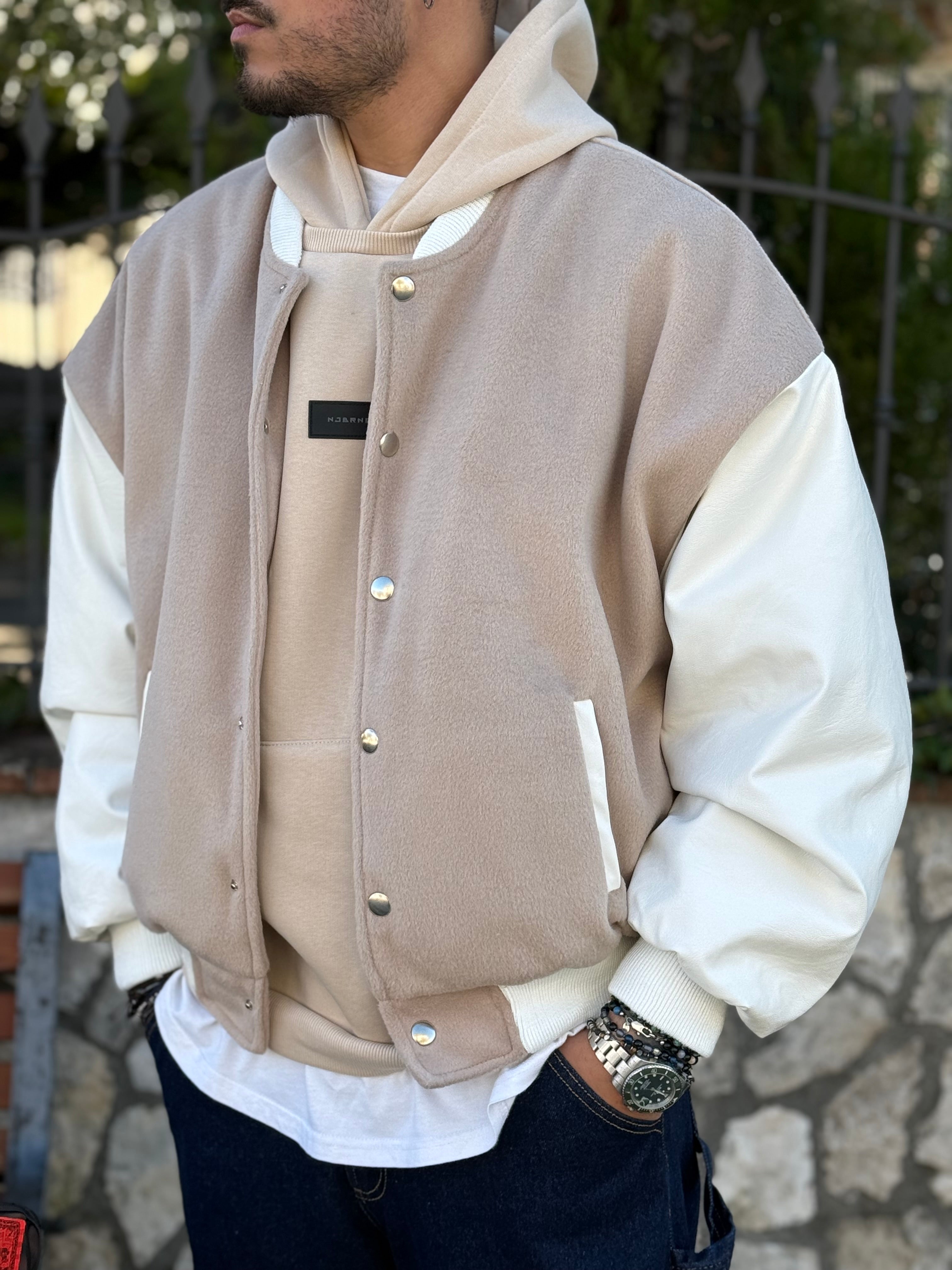 COLLEGE OVERSIZE PELUCHE CON MANICHE IN ECOPELLE NEW JOB BRAND