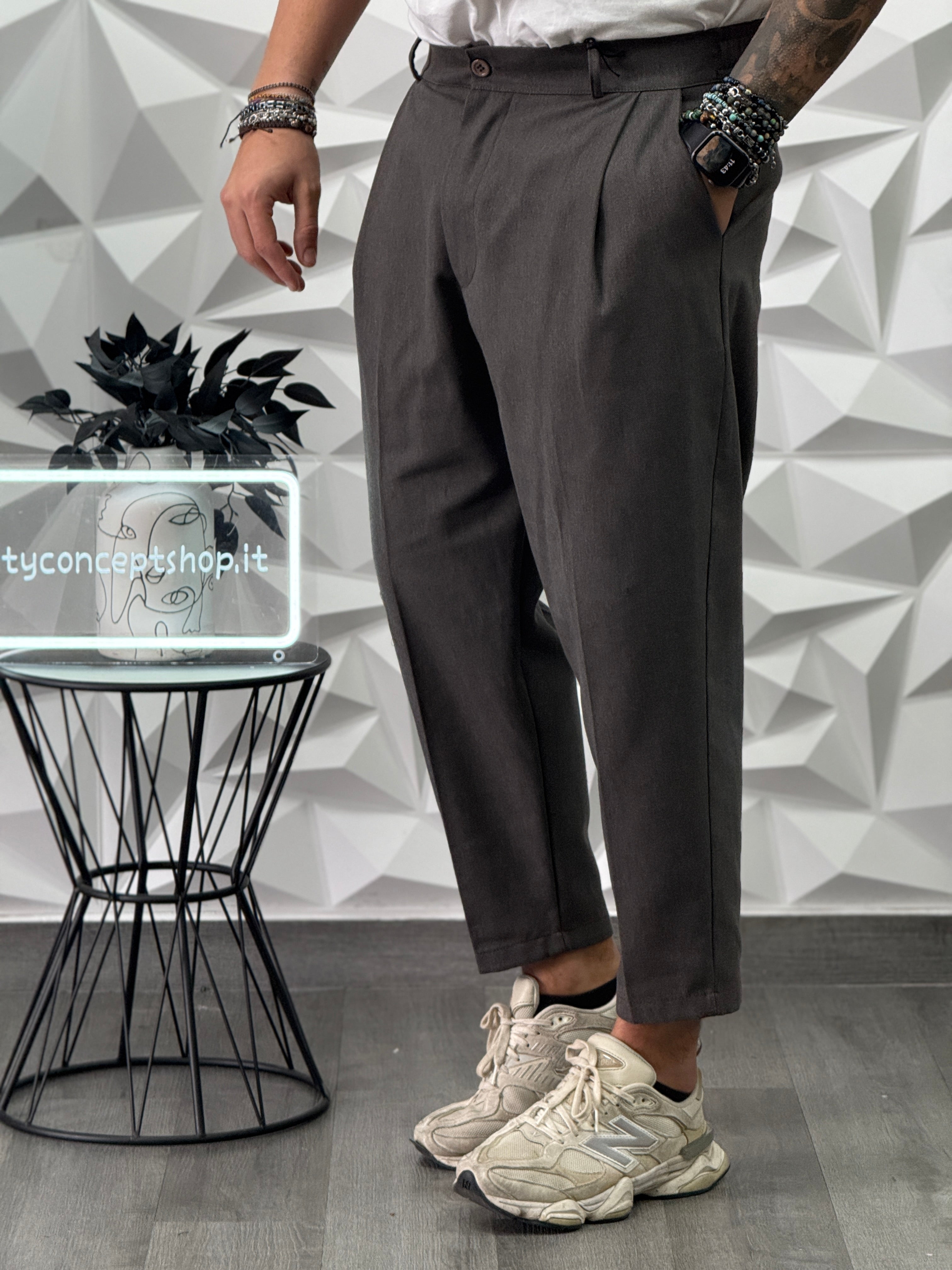 PANTALONE MONTECARLO FW26 GRIGIO MICROFANTASIA NEW JOB BRAND