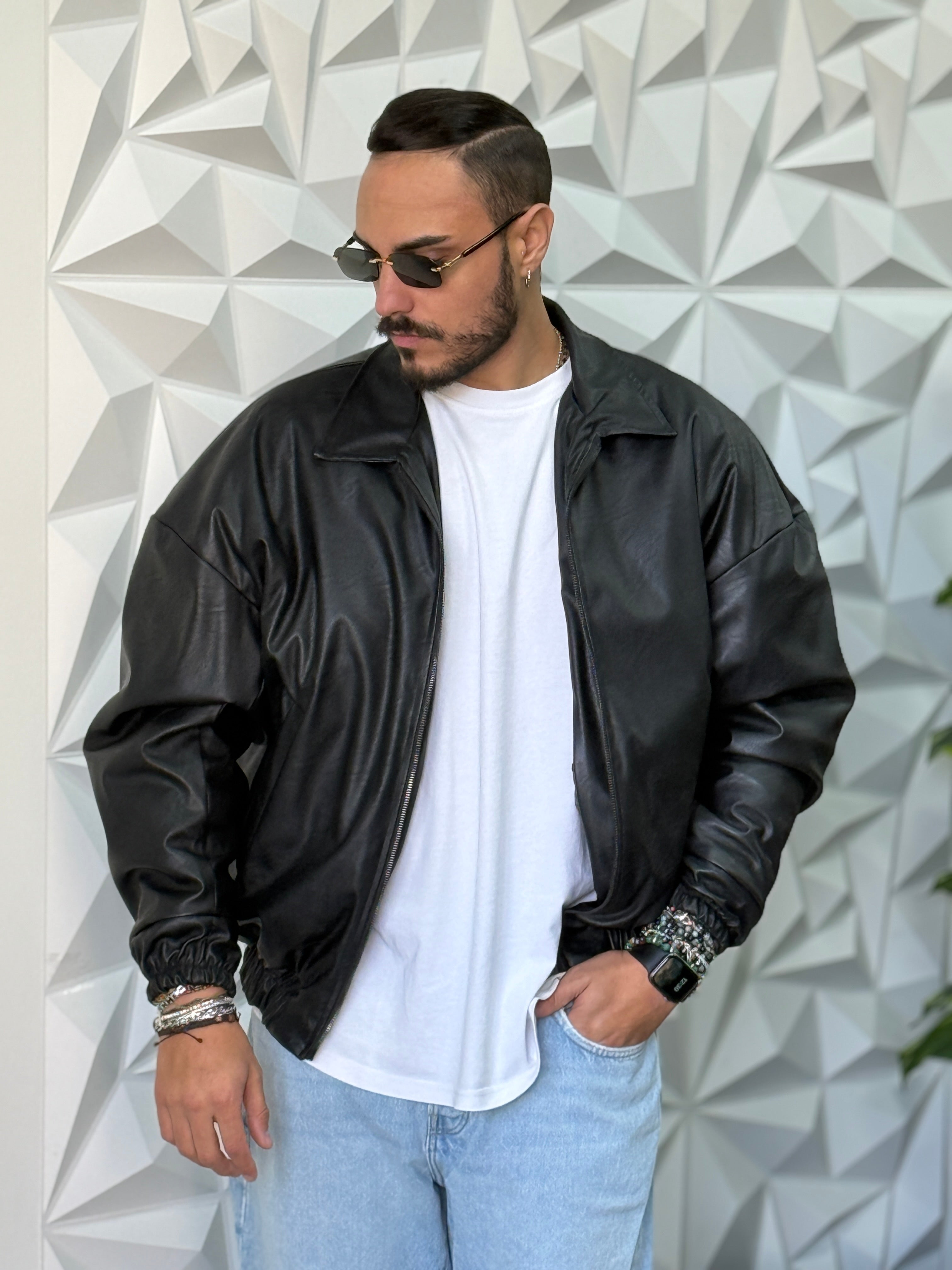 BOMBER BONSAI ECOPELLE NERO NEW JOB BRAND