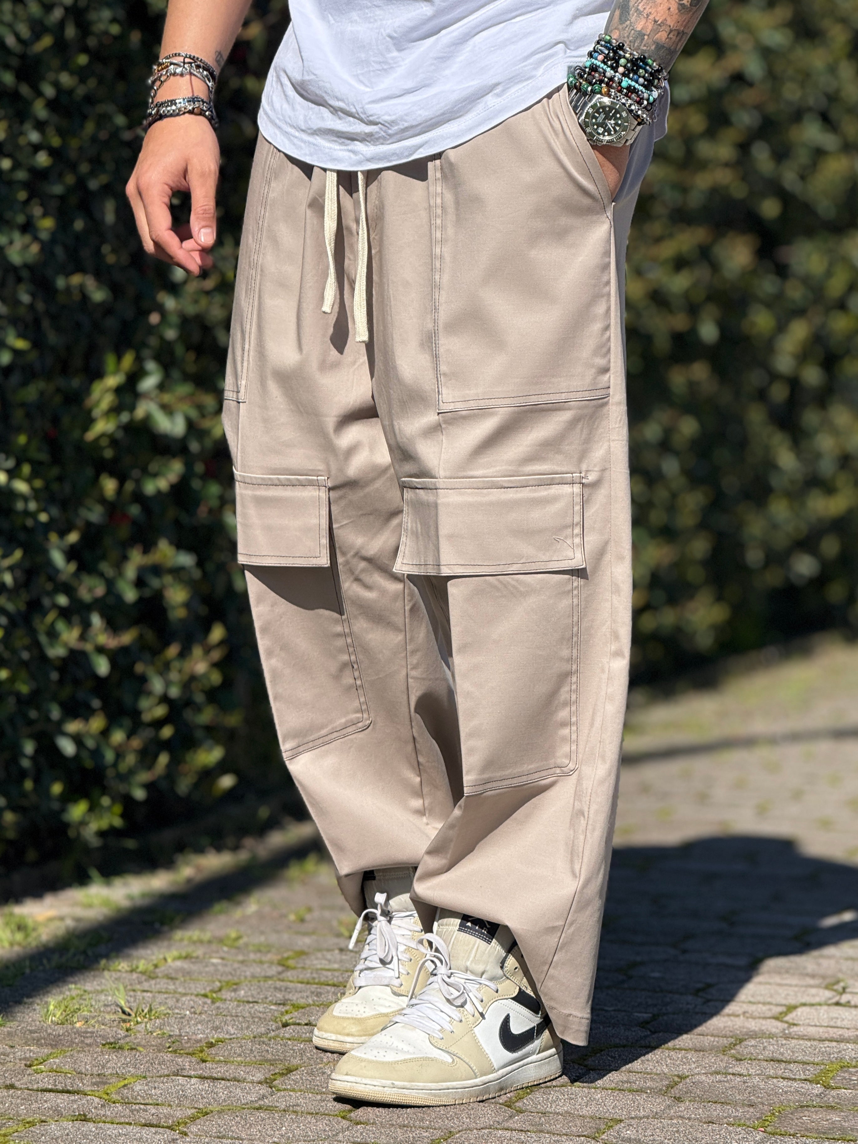 PANTALACCIO FRONT CARGO BAGGY BEIGE NEW JOB BRAND