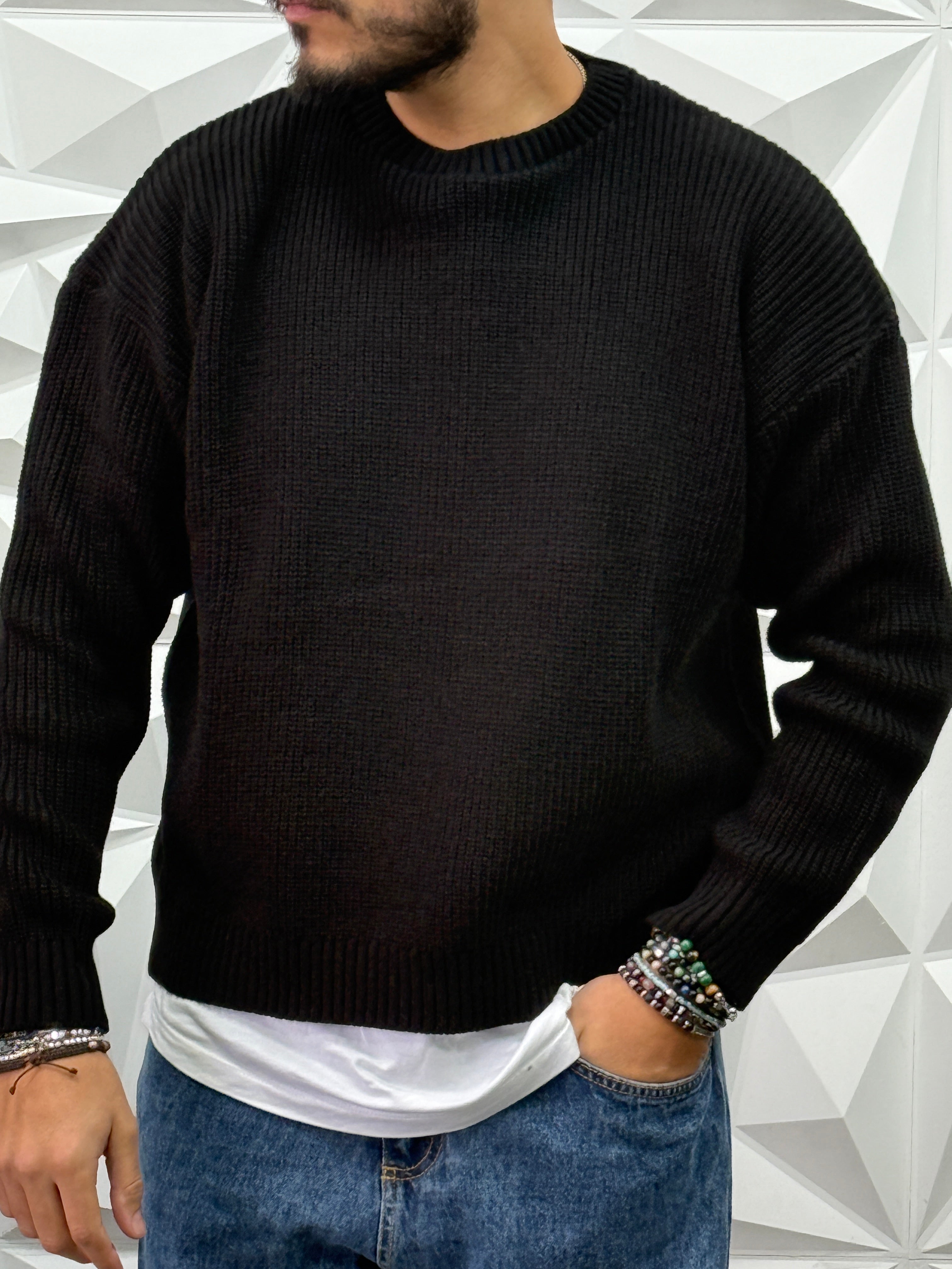 PULLOVER OVERSIZE CROPPED NERO NEW JOB BRAND