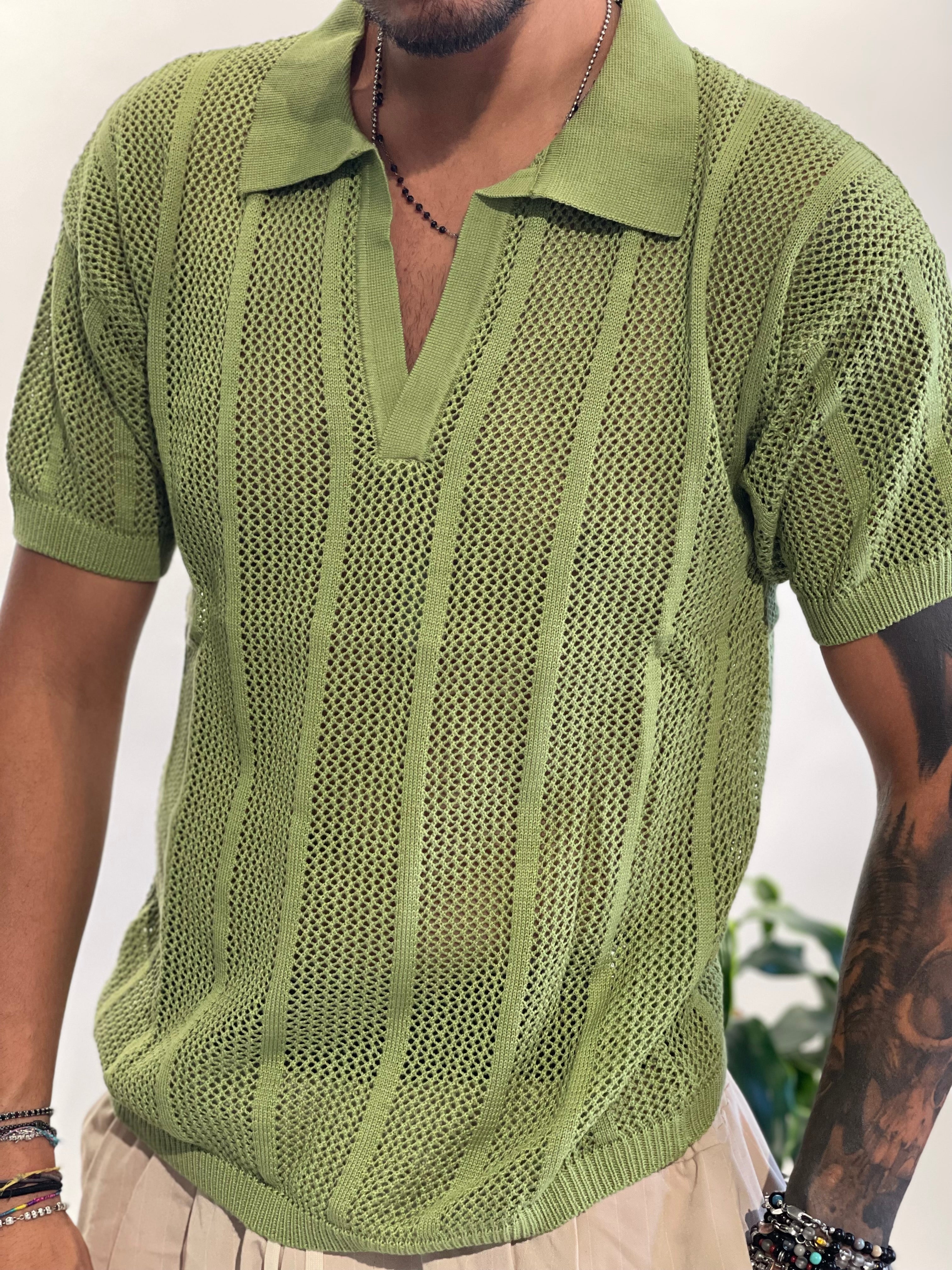 POLO FORATA VERDE LIME