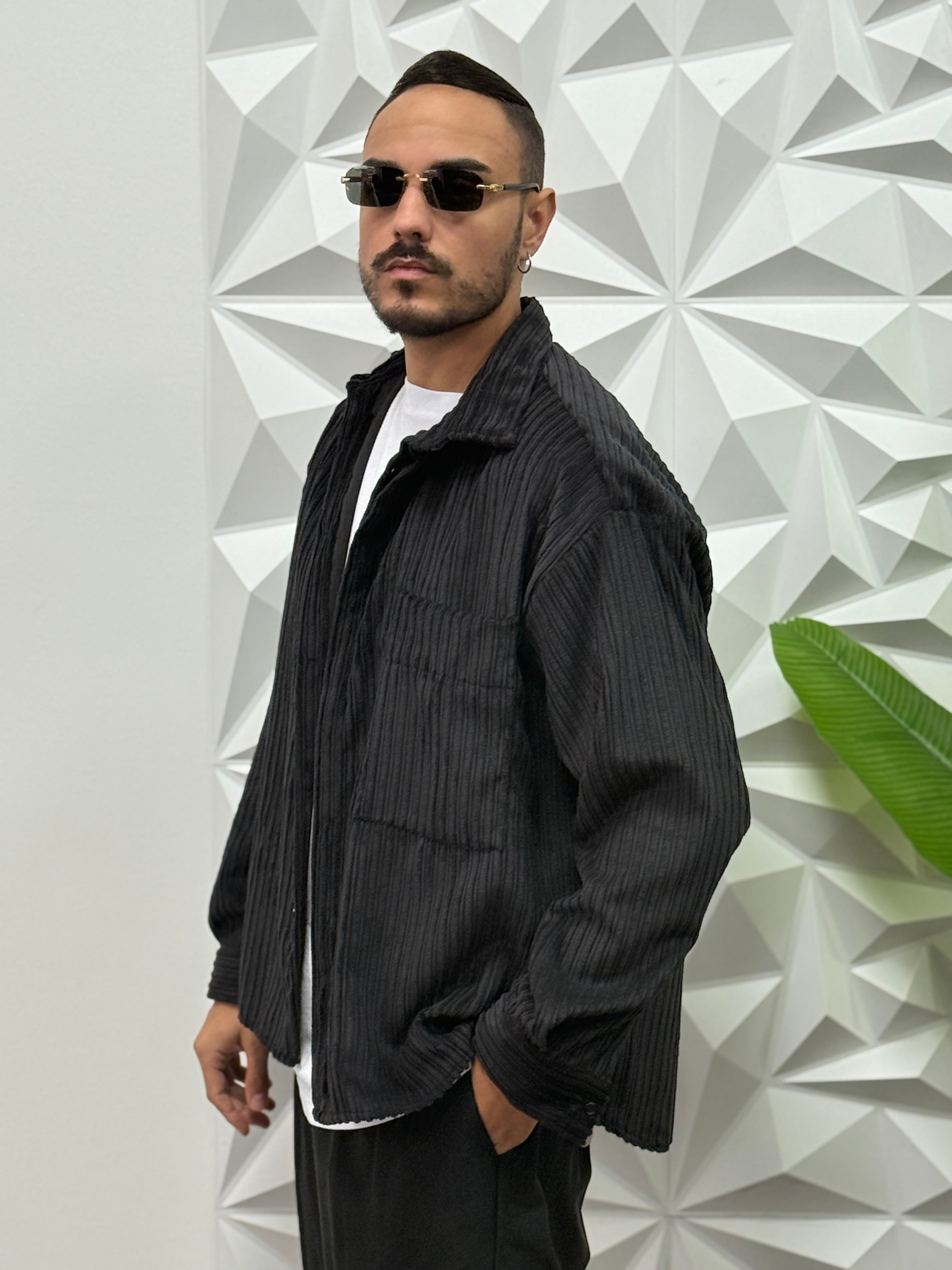 Camicia Oversize velluto nera New Job Brand