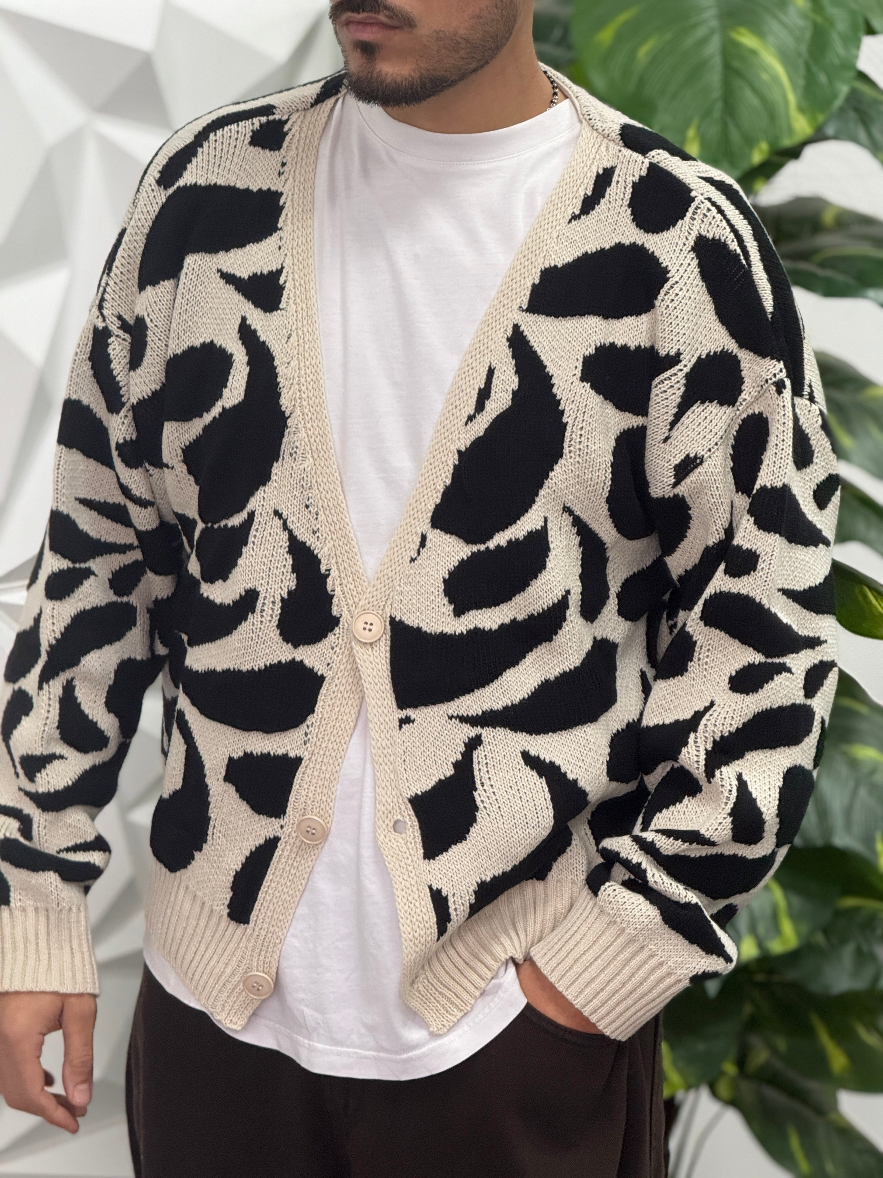 CARDIGAN MACULATO CROPPED REVAME