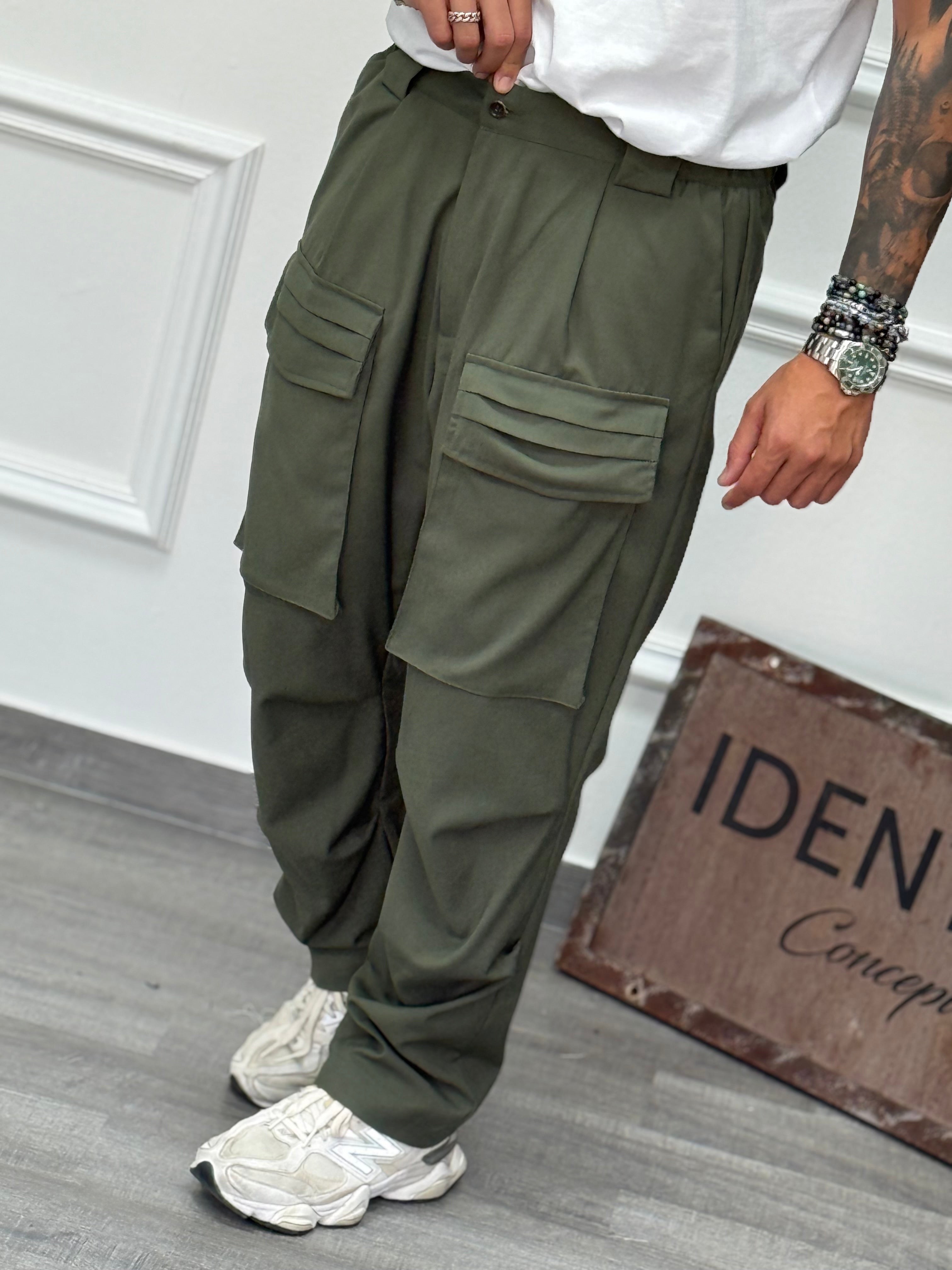 PANTALONE VERDE MILITARE GREG TASCONATO NEW JOB BRAND