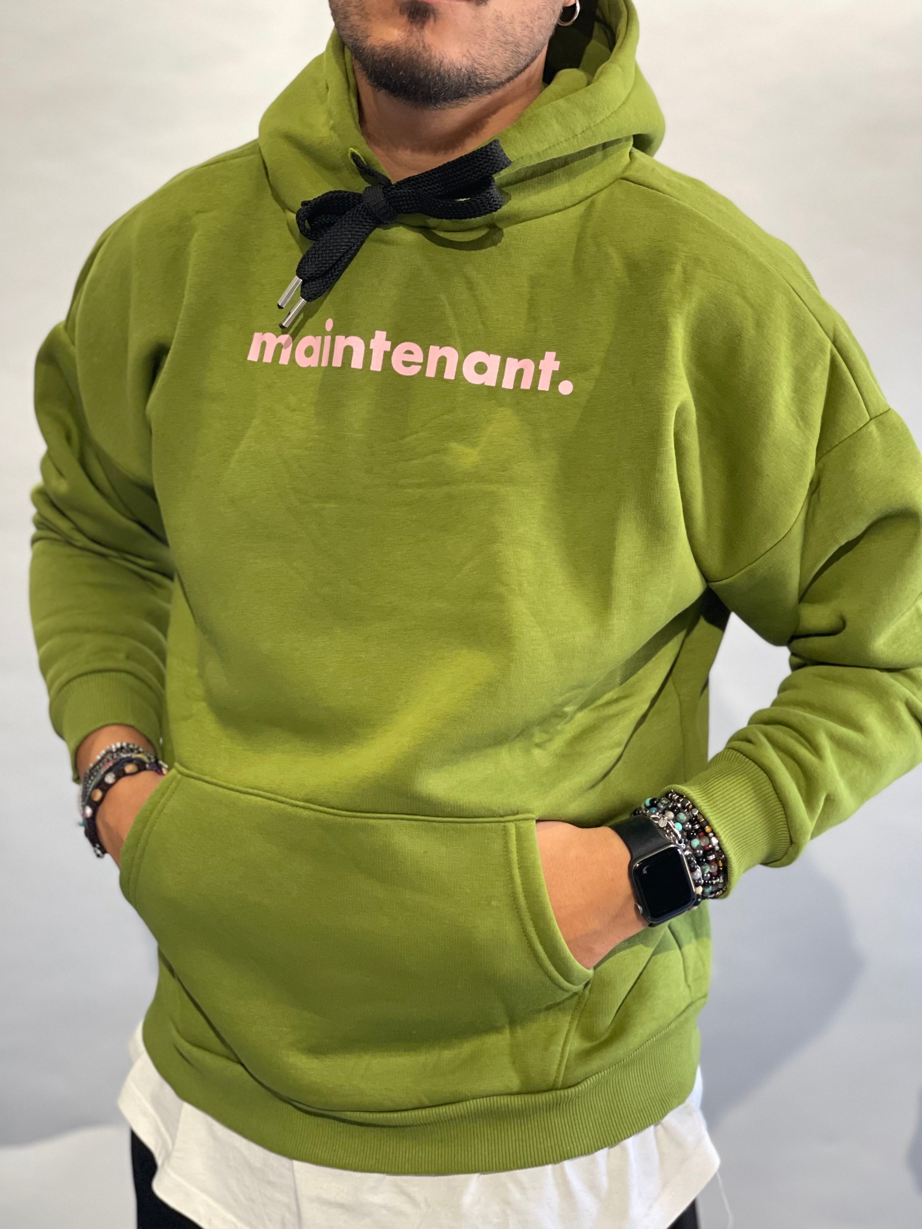 FELPA MAINTENANT VERDE LIME NEW JOB BRAND CON SCEITTA ROSA