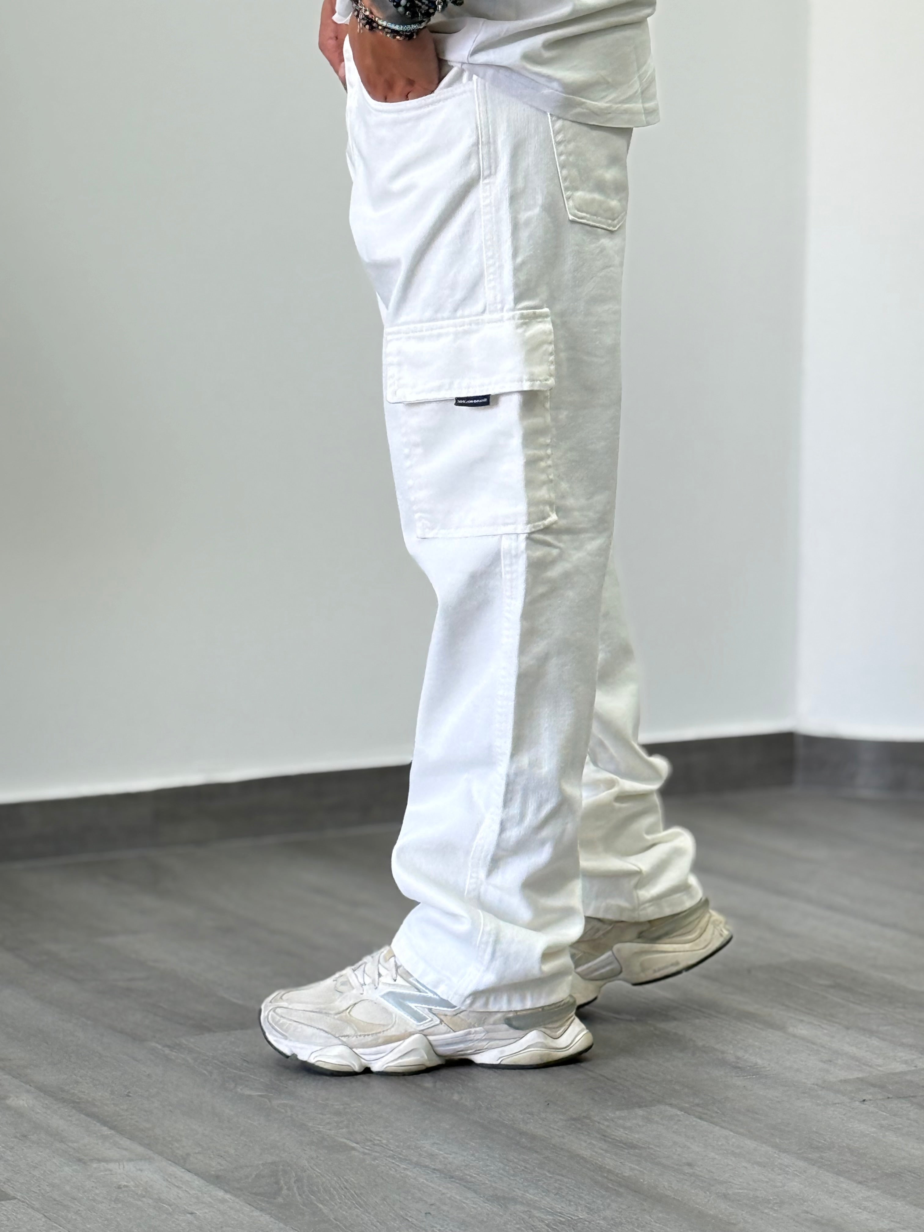 Jeans canoa cargo bianco new job brand