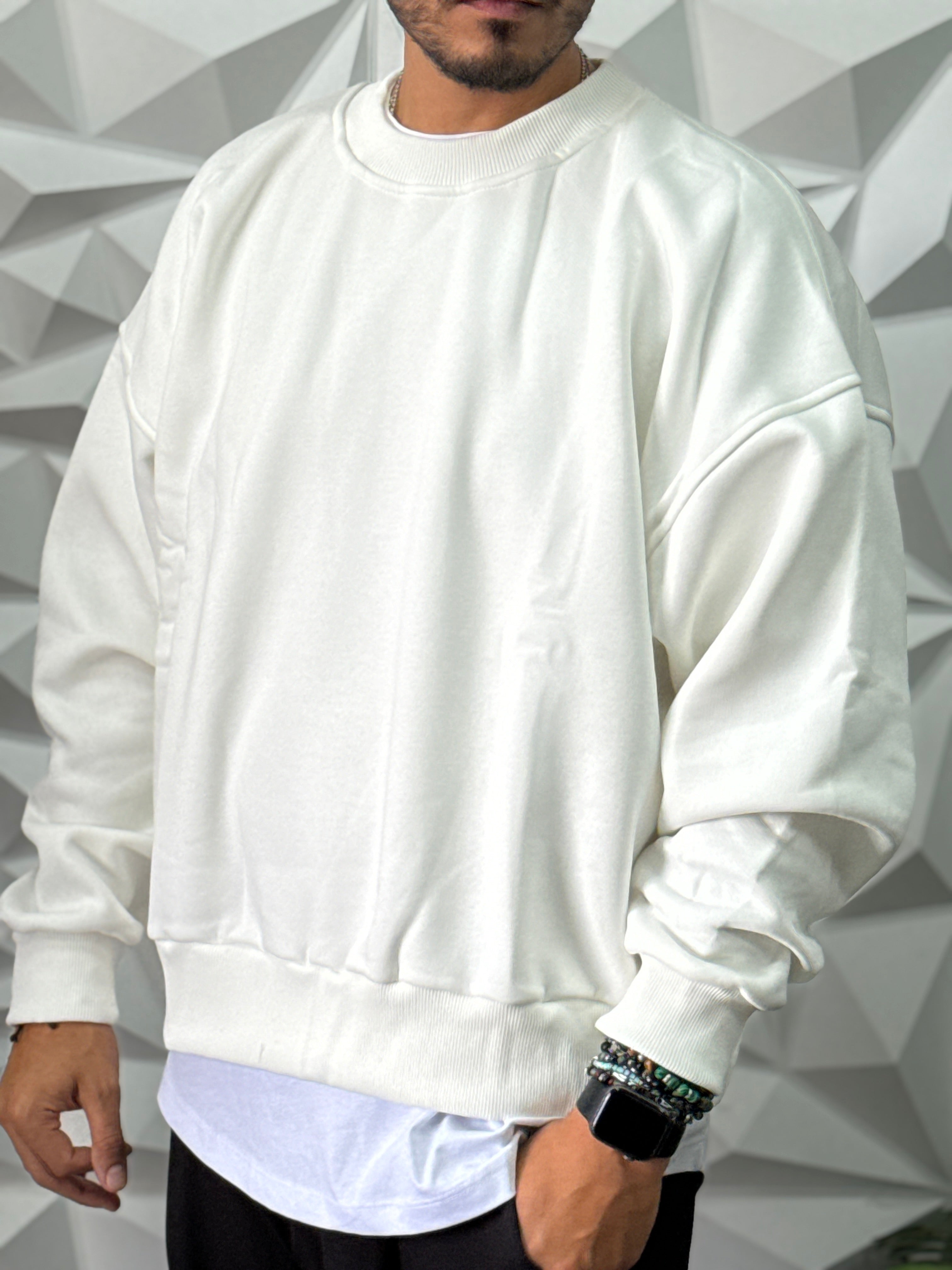 Felpa oversize panna girocollo New job brand